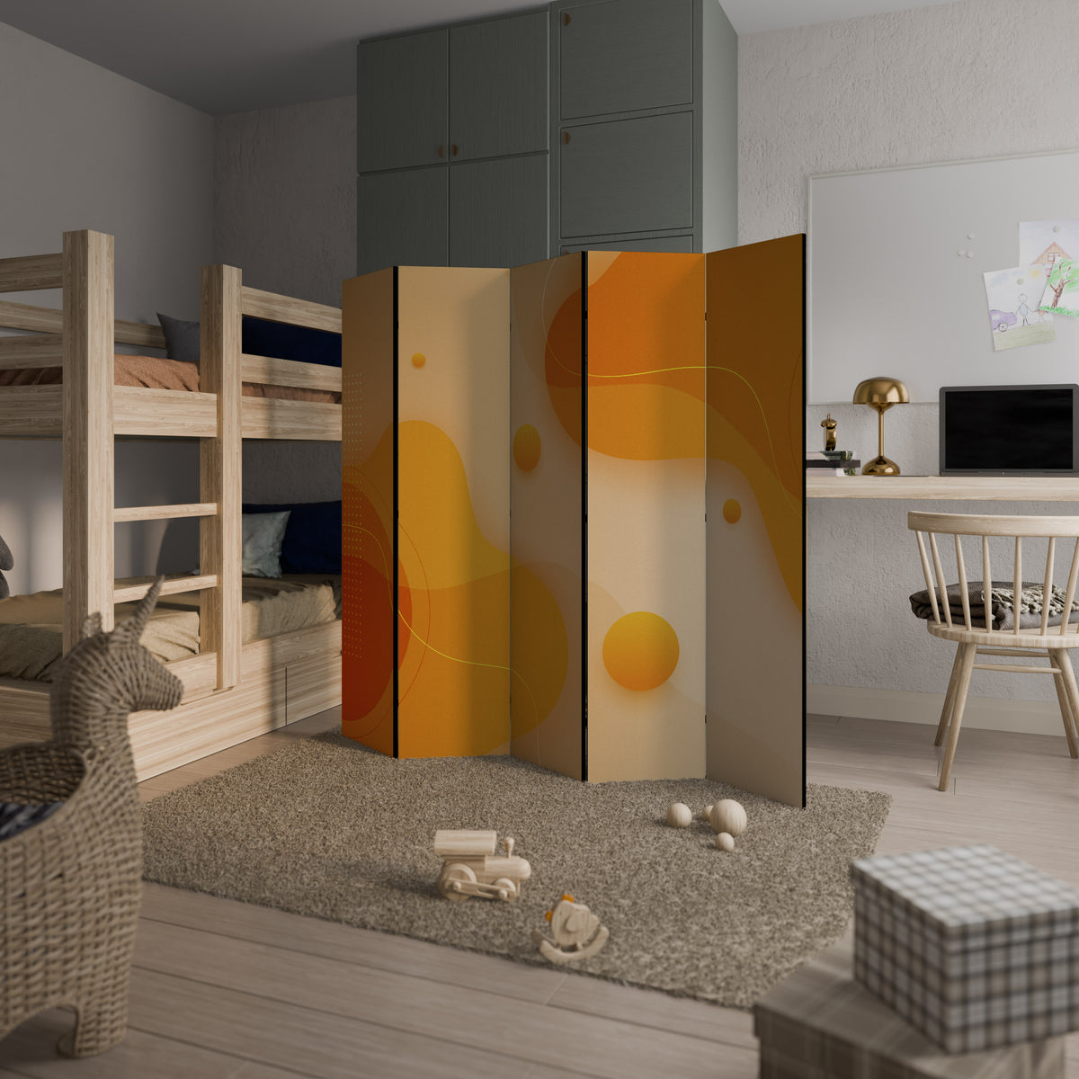 ORANGE ARRANGEMENT 5-Panel Room Divider