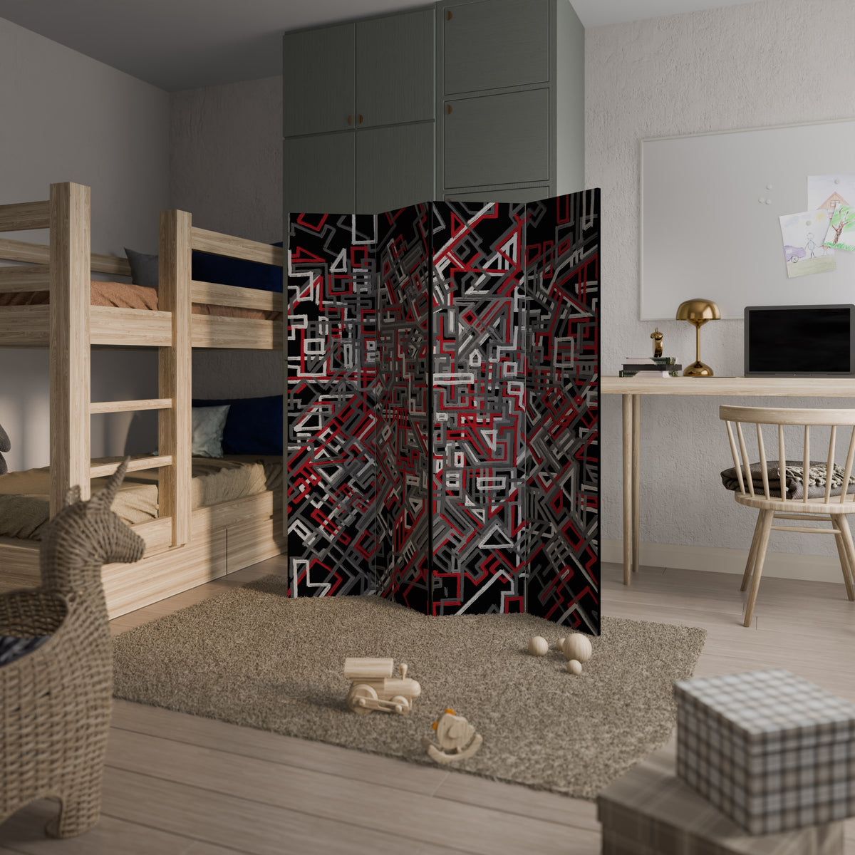 BROKEN LINES 4-Panel Room Divider