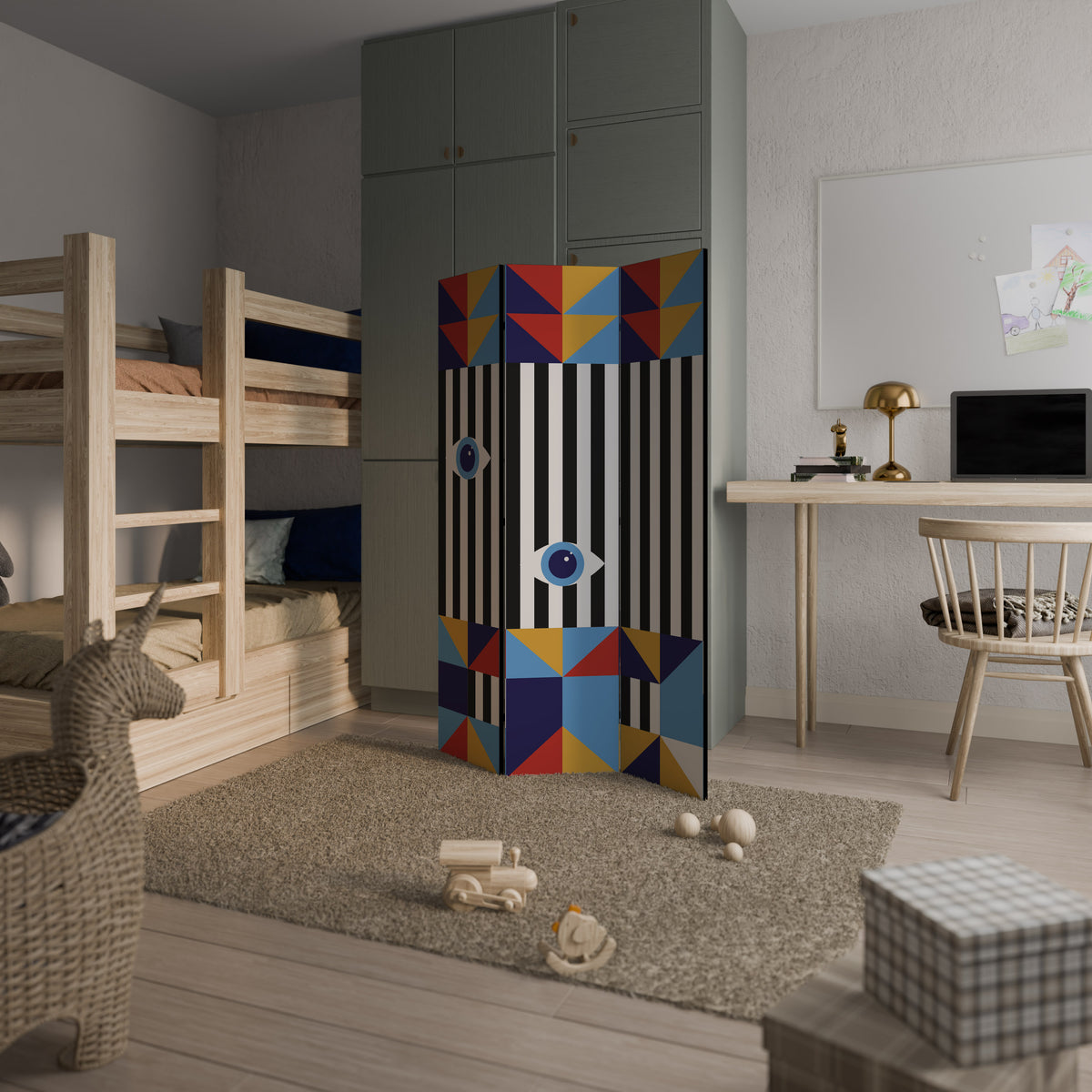 ABSTRACTION AND GEOMETRY 3-Panel Room Divider