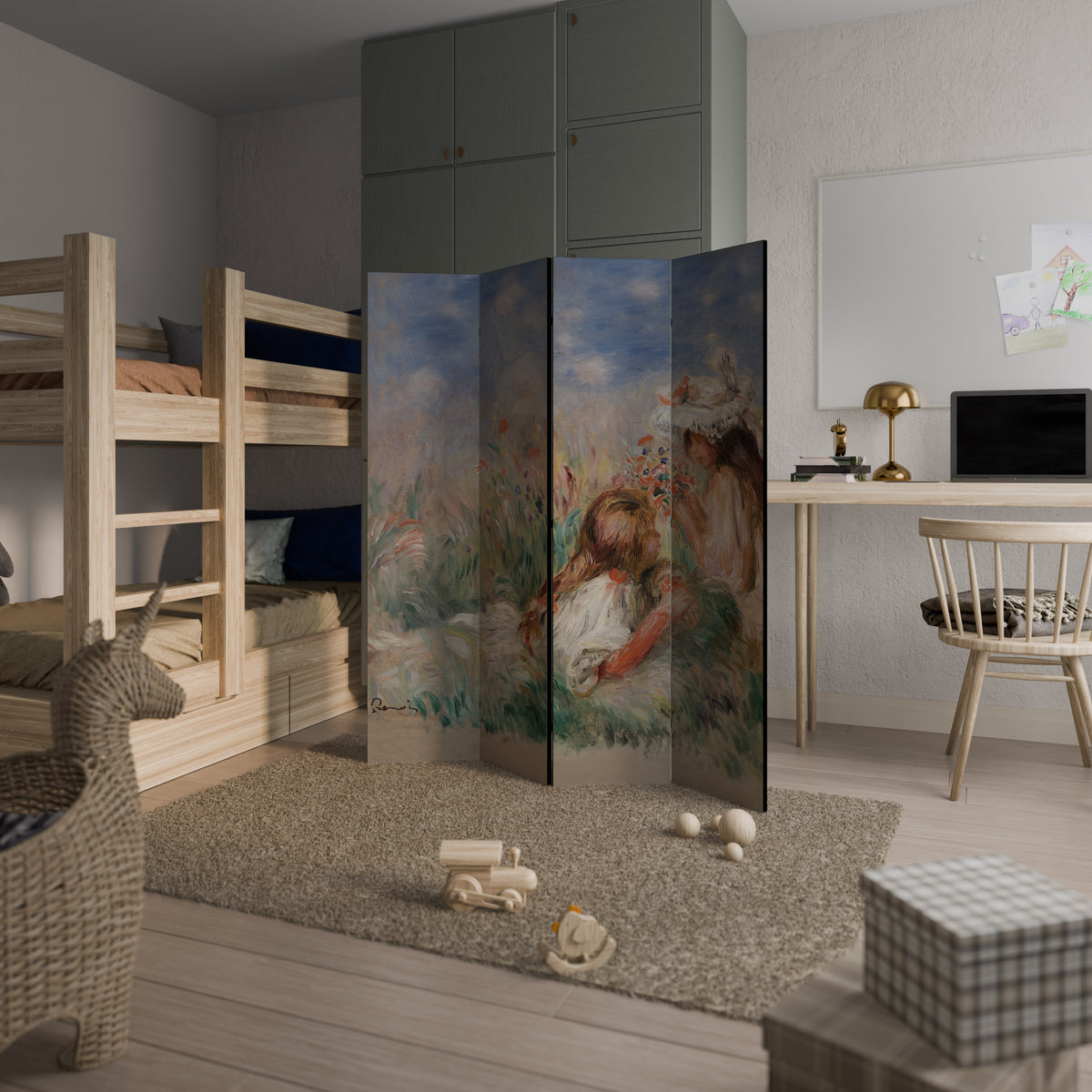 GIRLS IN THE GRASS 4-Panel Room Divider