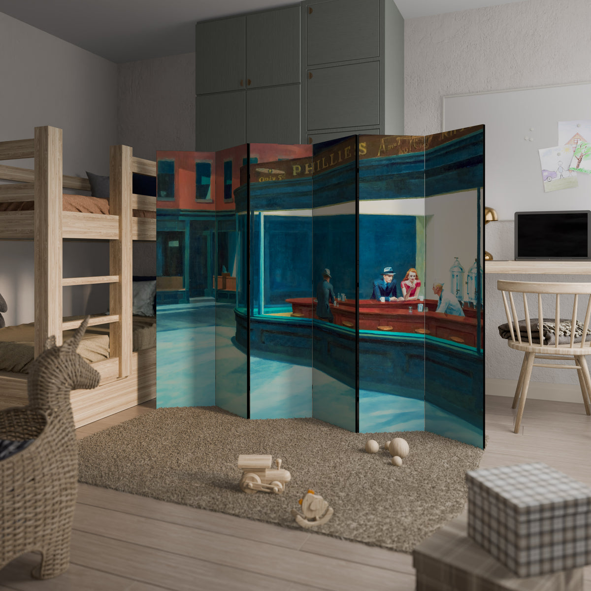 NIGHTHAWKS 6-Panel Room Divider
