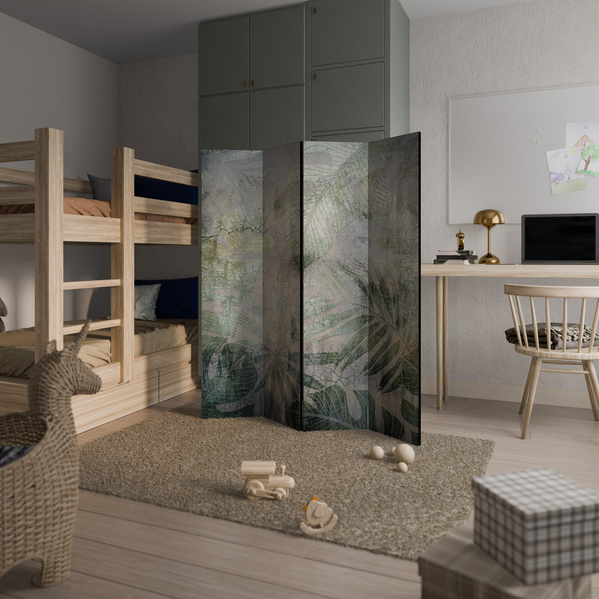 HARMONY IN GREENERY 4-Panel Room Divider