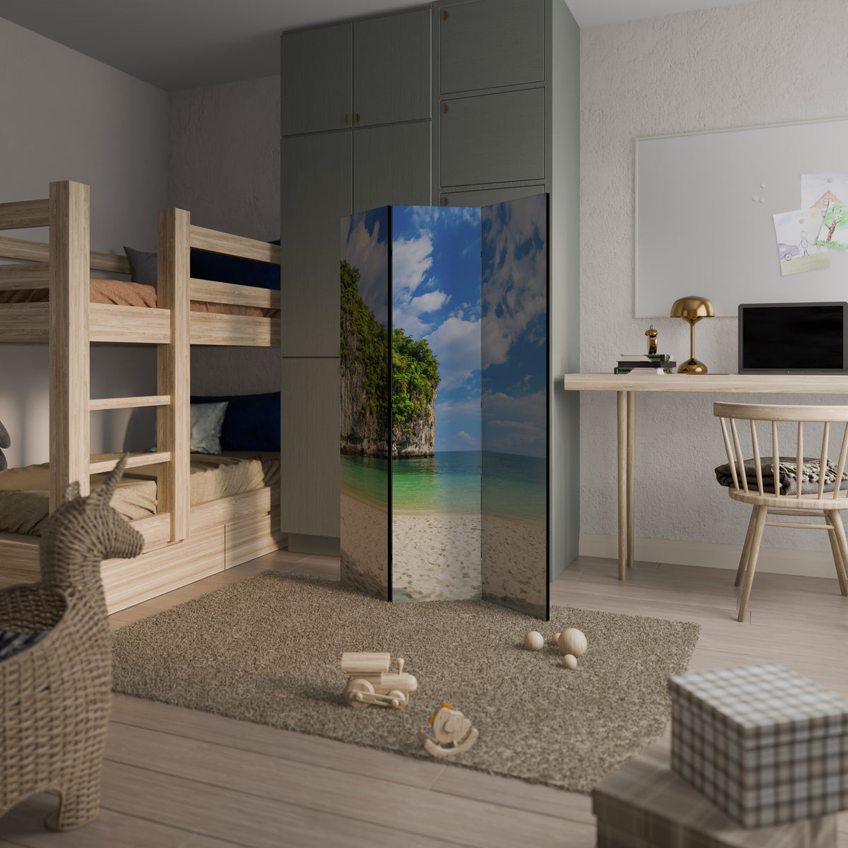 SUN-KISSED HAVEN 3-Panel Room Divider