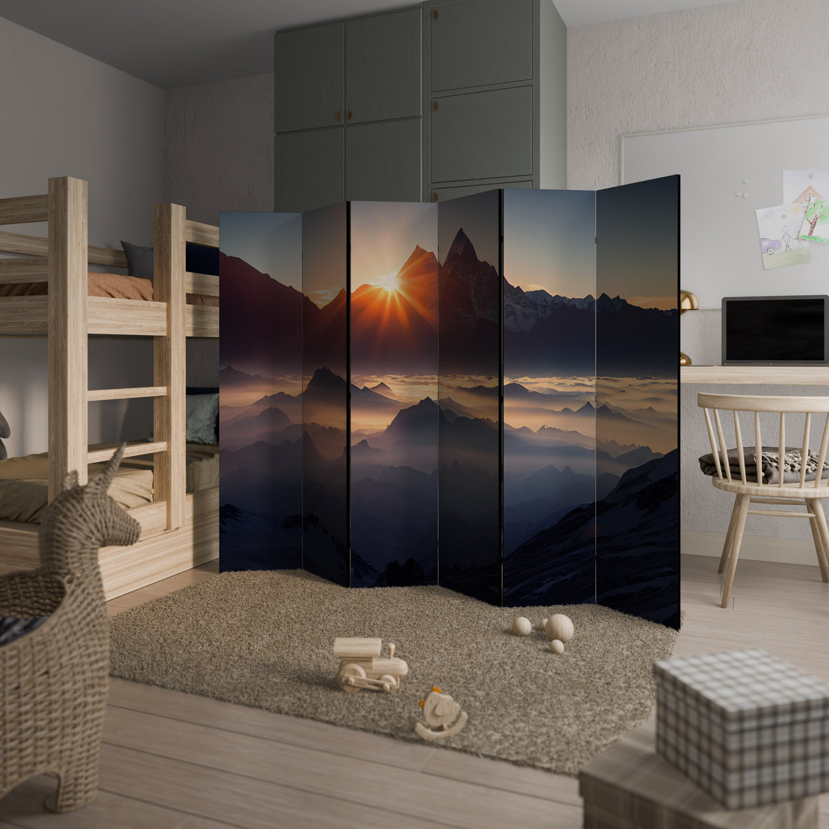 MOUNTAINS AT DAWN 6-Panel Room Divider