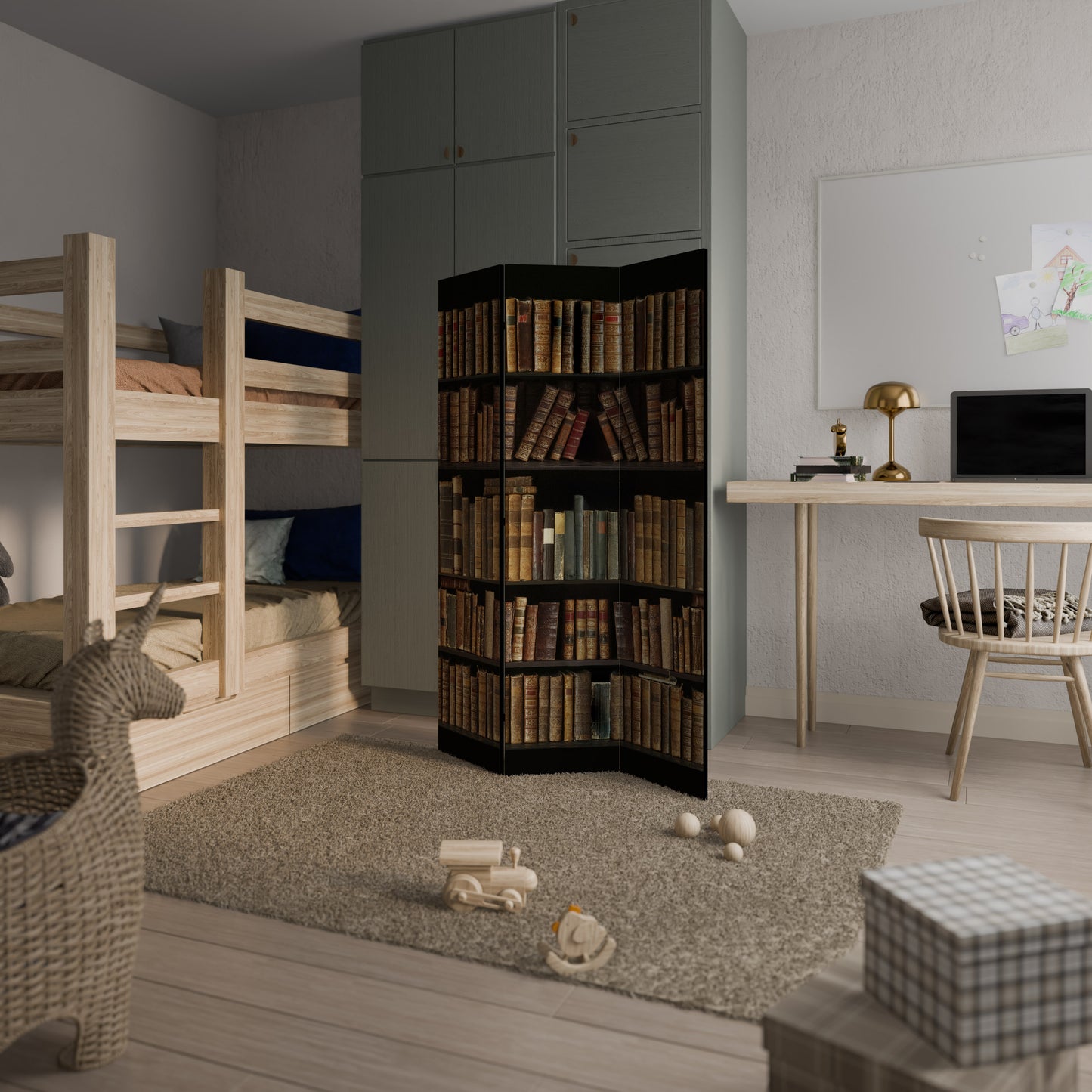 SHELVES OF TIME 3-Panel Room Divider