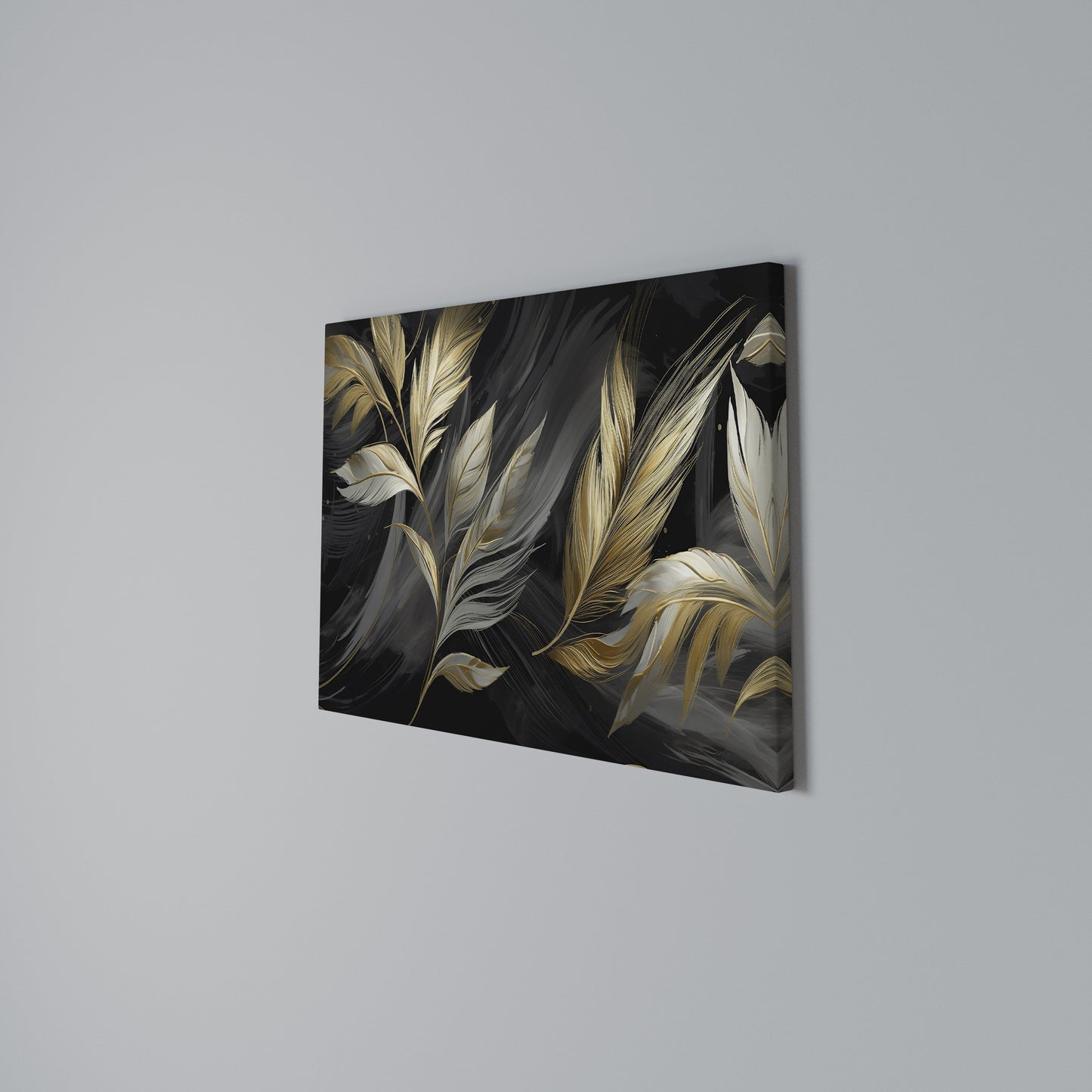 MYSTIC GOLD LEAVES Horizontal Canvas Print