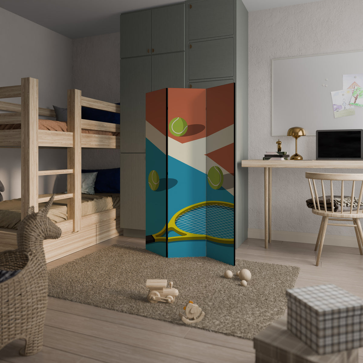 TENNIS ESSENTIALS 3-Panel Room Divider