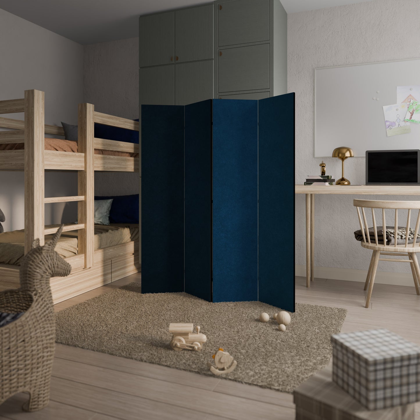 SHAKE IT BLUE 4-Panel Room Divider