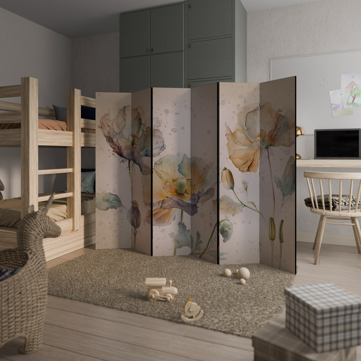 SOFTEN POPPY 6-Panel Room Divider
