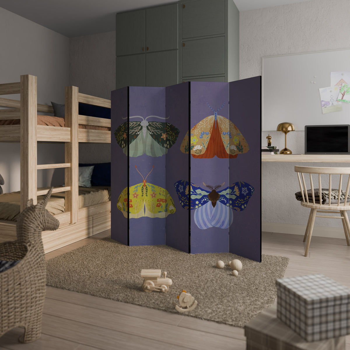 MOTH INTO THE FLAME 5-Panel Room Divider
