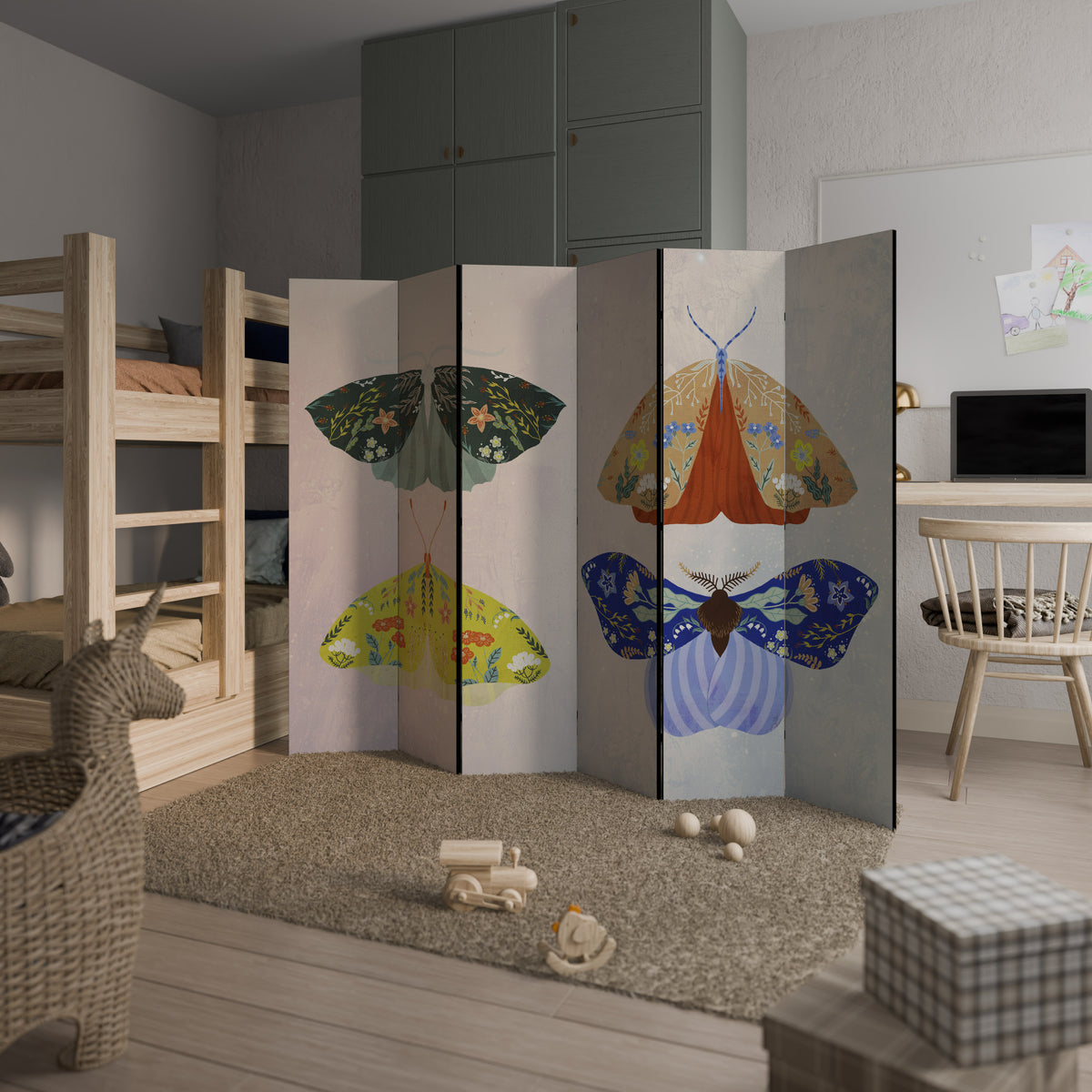 MOTH INTO THE LIGHT 6-Panel Room Divider