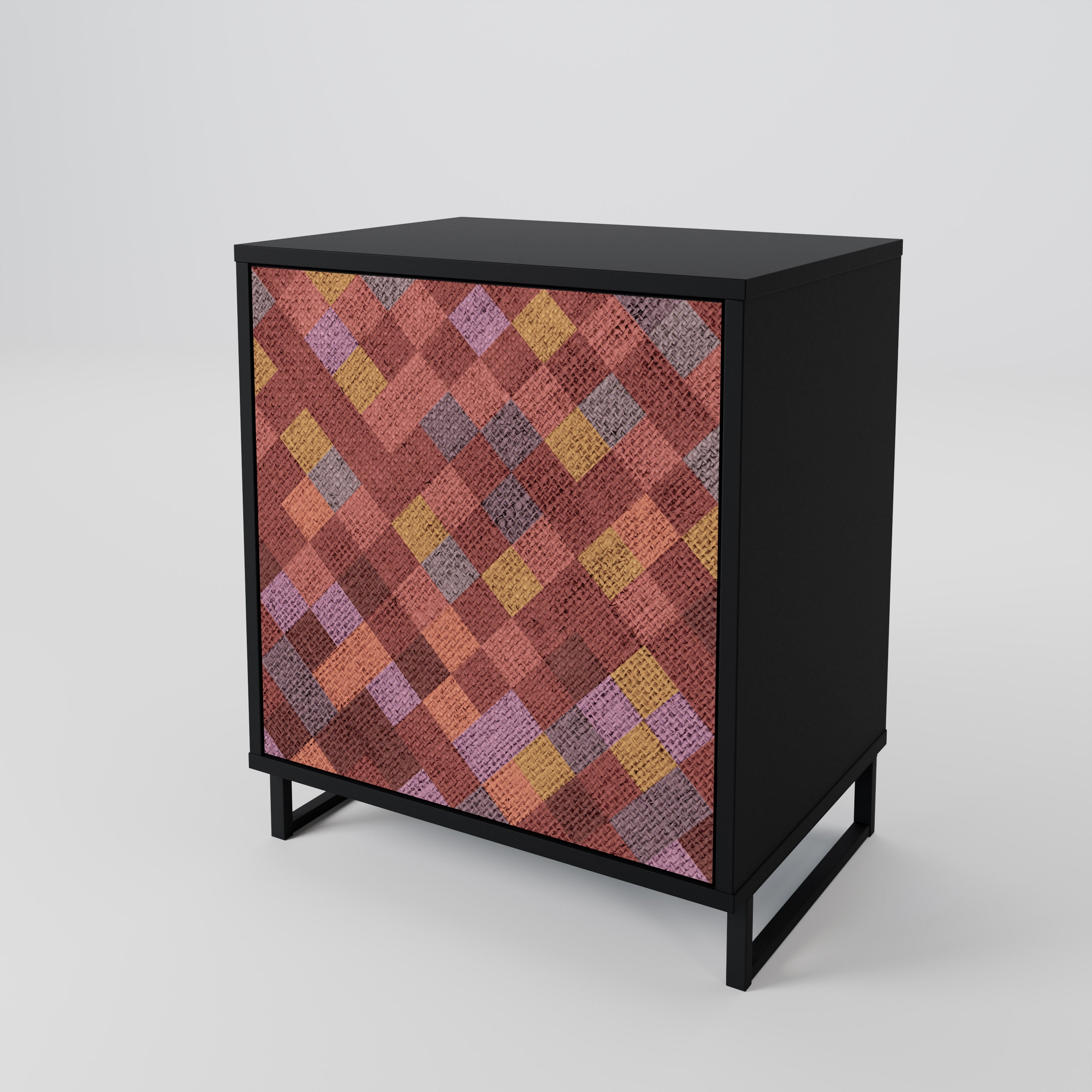 PAINTED SQUARES 1-Door Sideboard