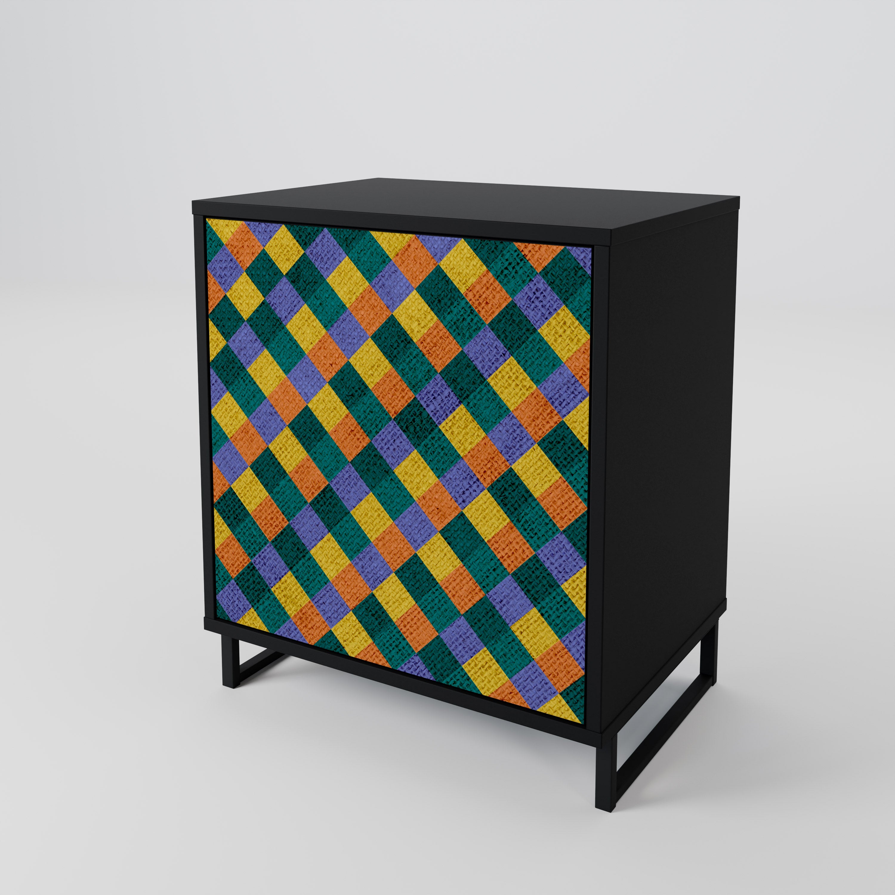 PAINTED SQUARES MIX 1-Door Sideboard