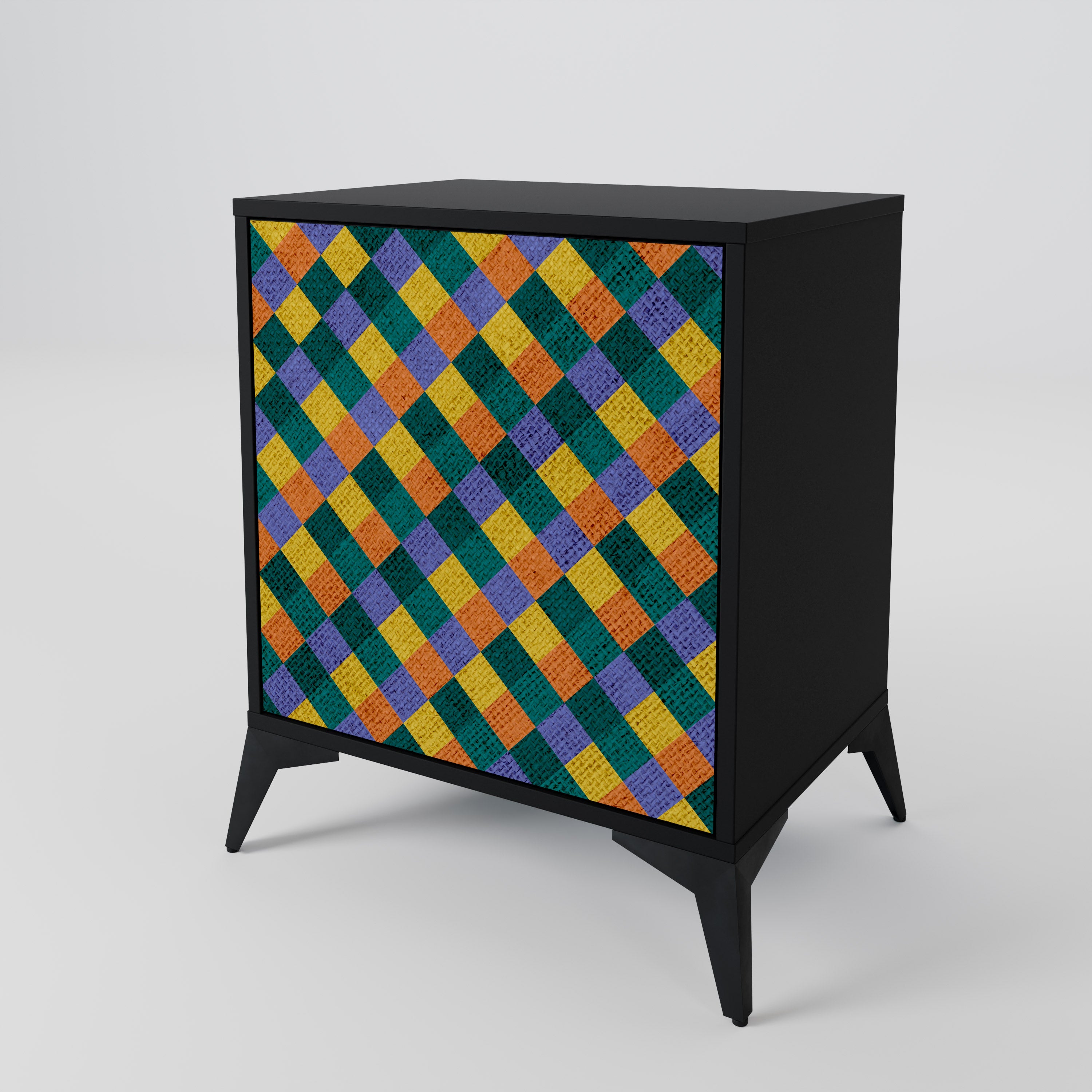 PAINTED SQUARES MIX 1-Door Sideboard