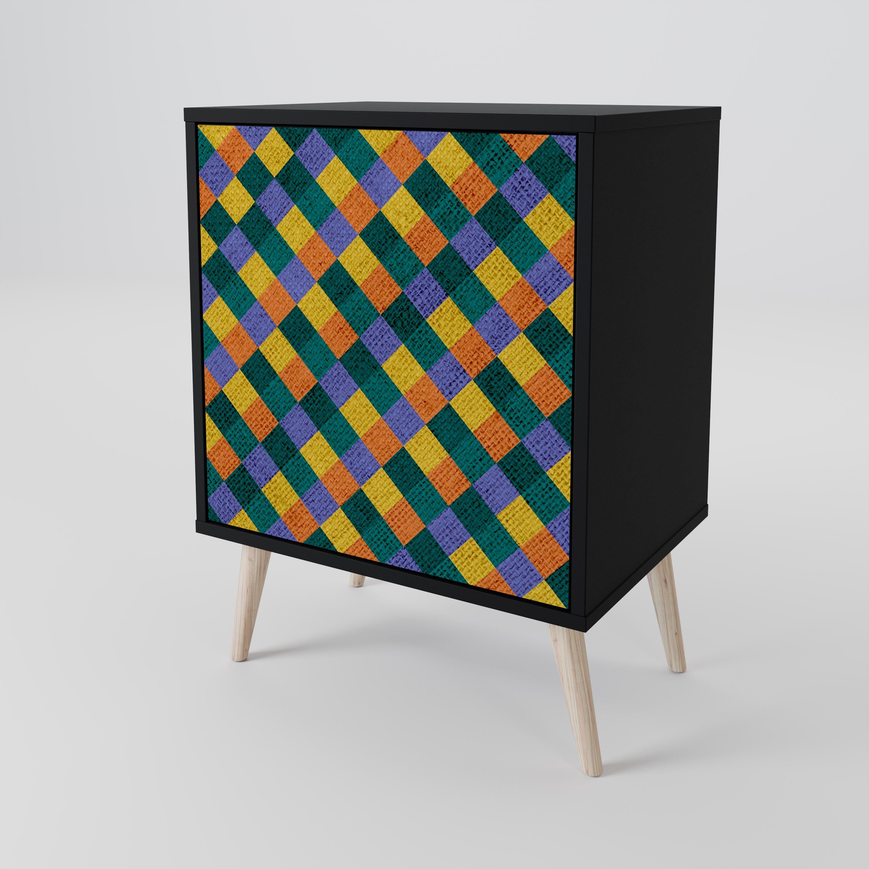 PAINTED SQUARES MIX 1-Door Sideboard