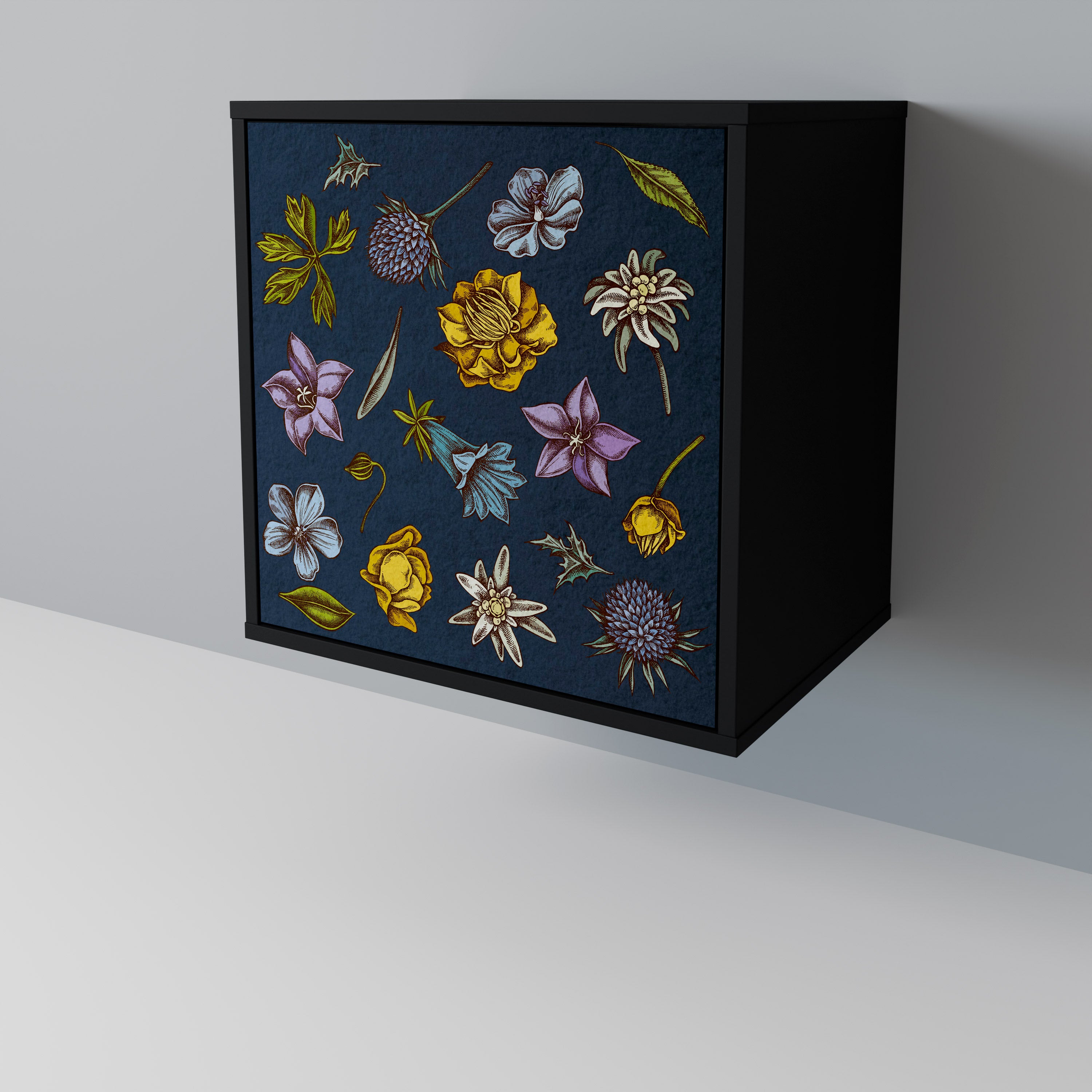 FLOWERS ON NAVY BLUE 1-Door Sideboard