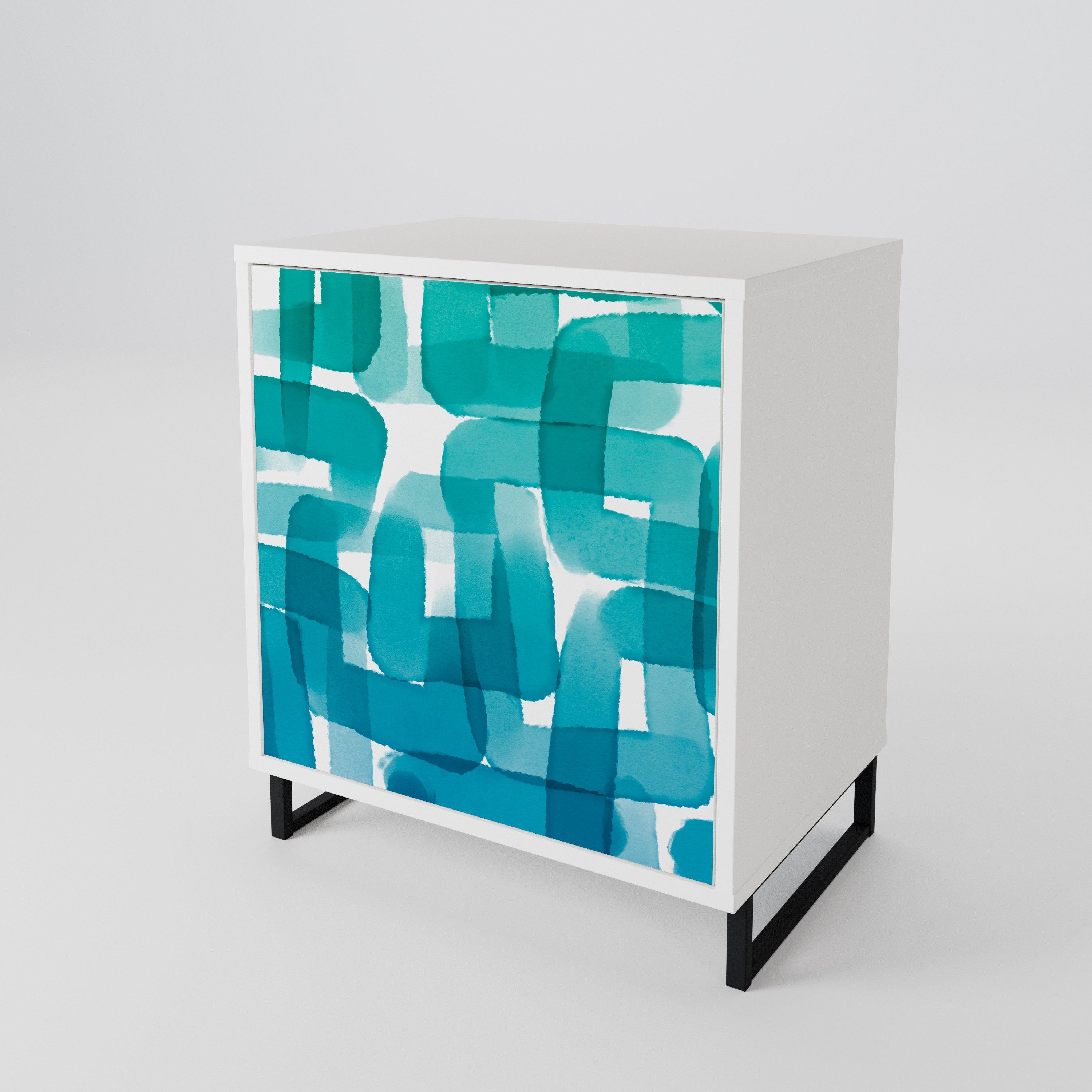 TURQUOISE RECTANGLES 1-Door Sideboard