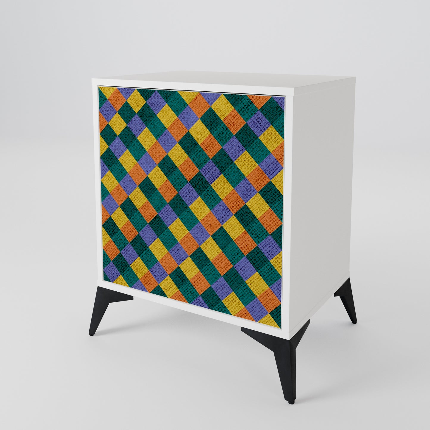 PAINTED SQUARES MIX 1-Door Sideboard