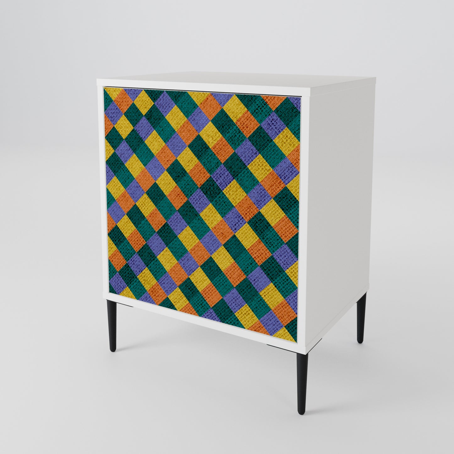 PAINTED SQUARES MIX 1-Door Sideboard