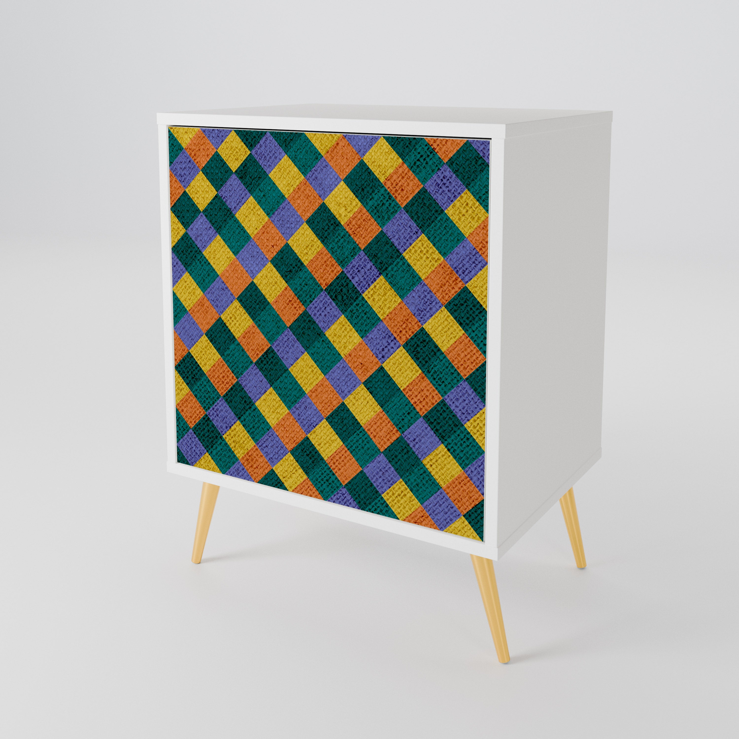 PAINTED SQUARES MIX 1-Door Sideboard