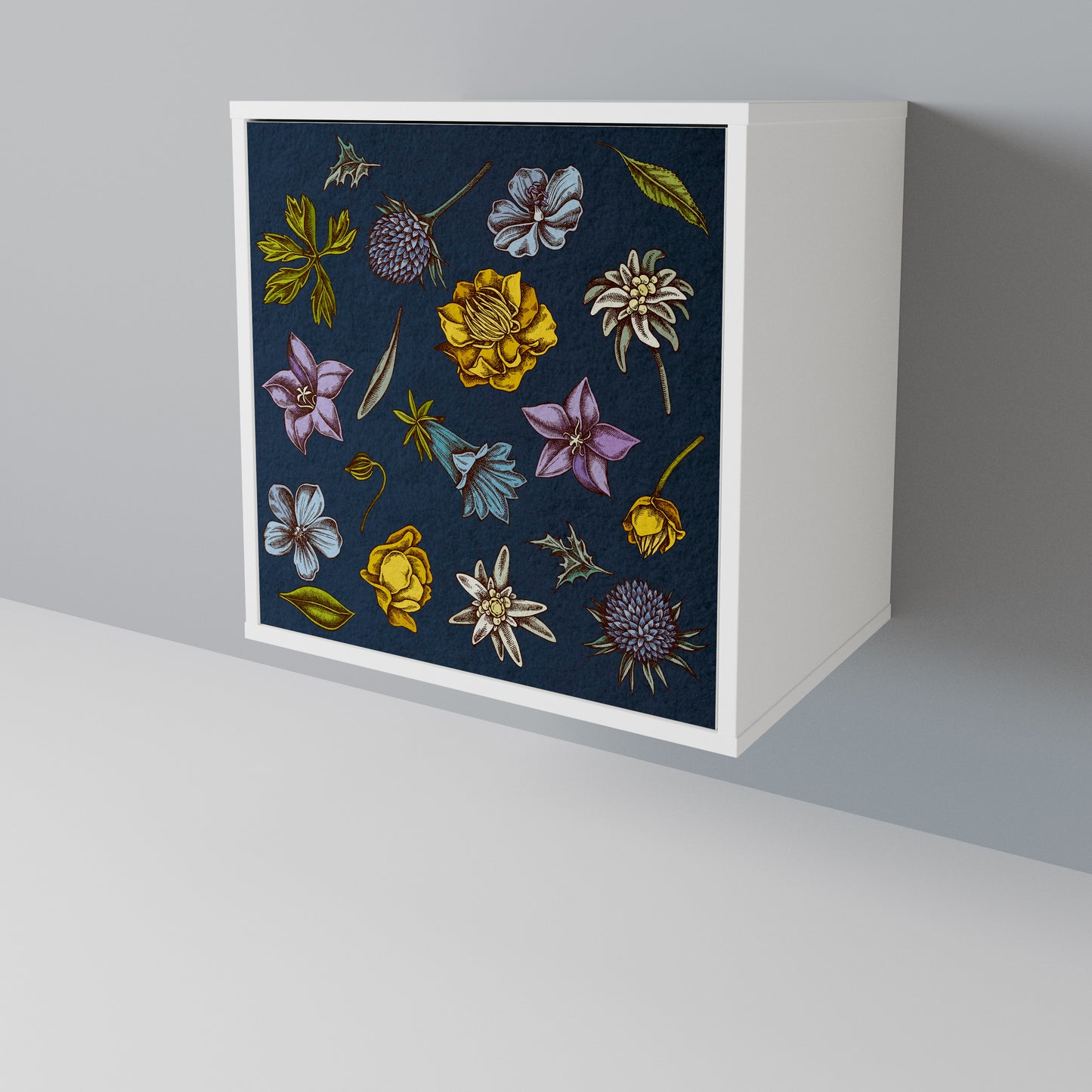 FLOWERS ON NAVY BLUE 1-Door Sideboard