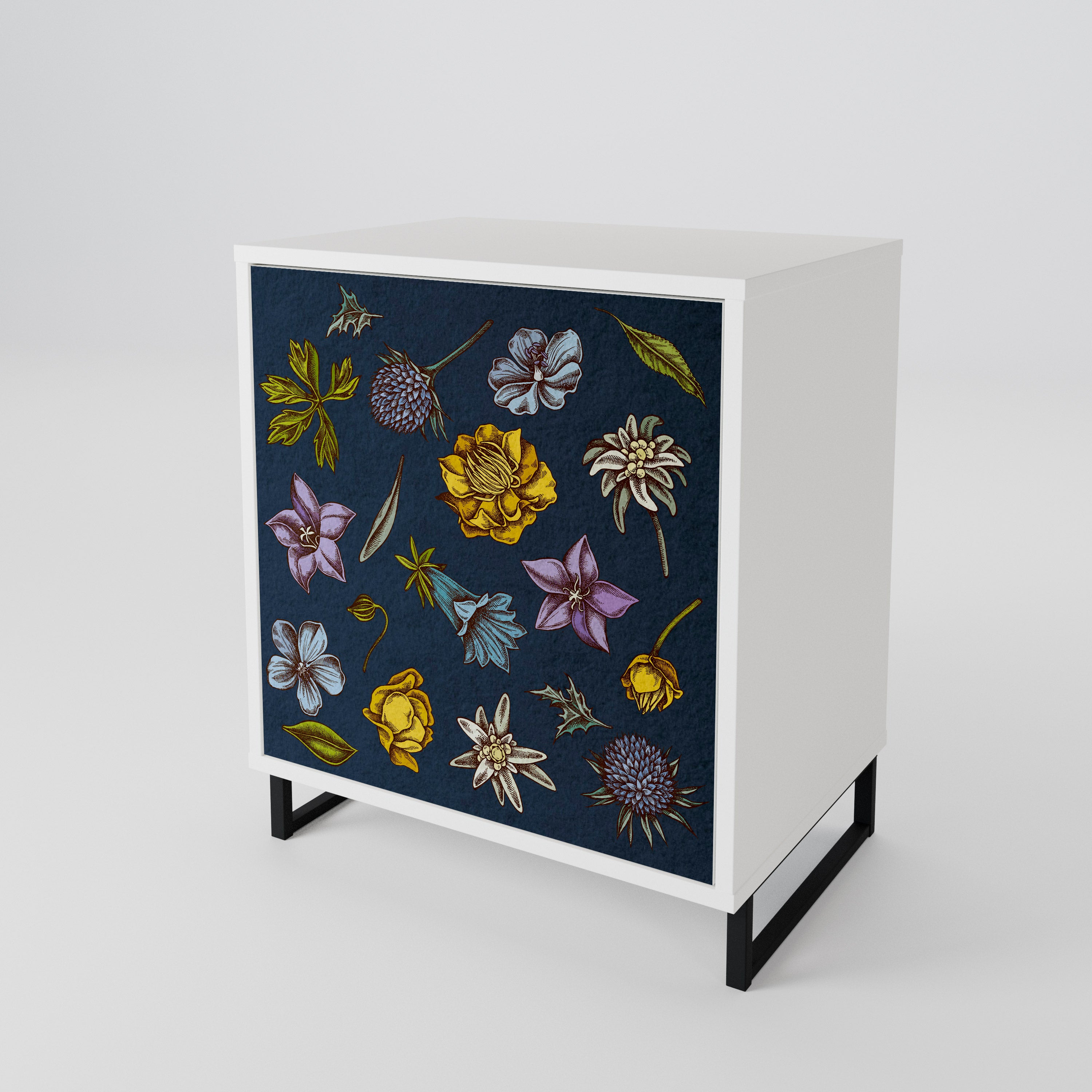FLOWERS ON NAVY BLUE 1-Door Sideboard