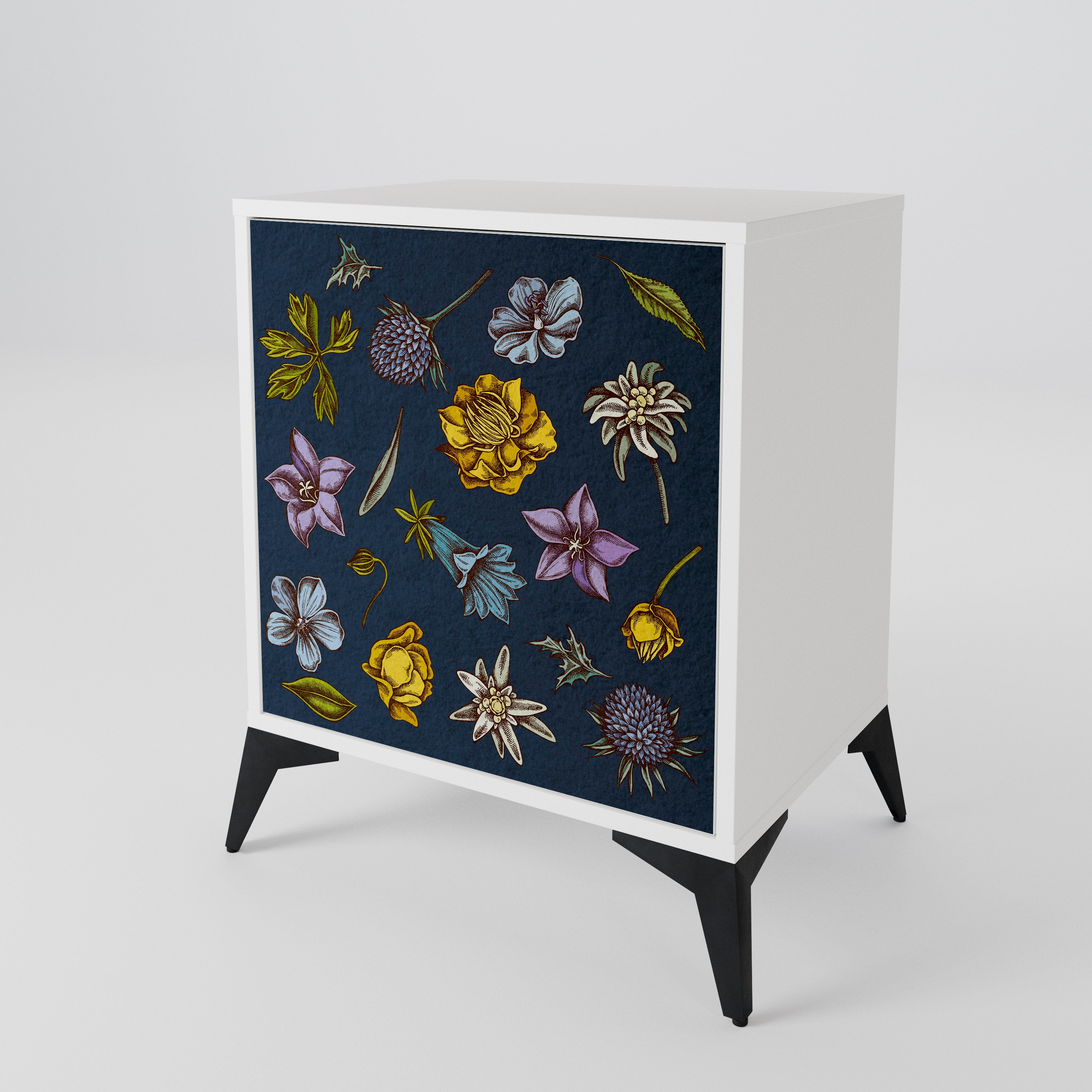 FLOWERS ON NAVY BLUE 1-Door Sideboard