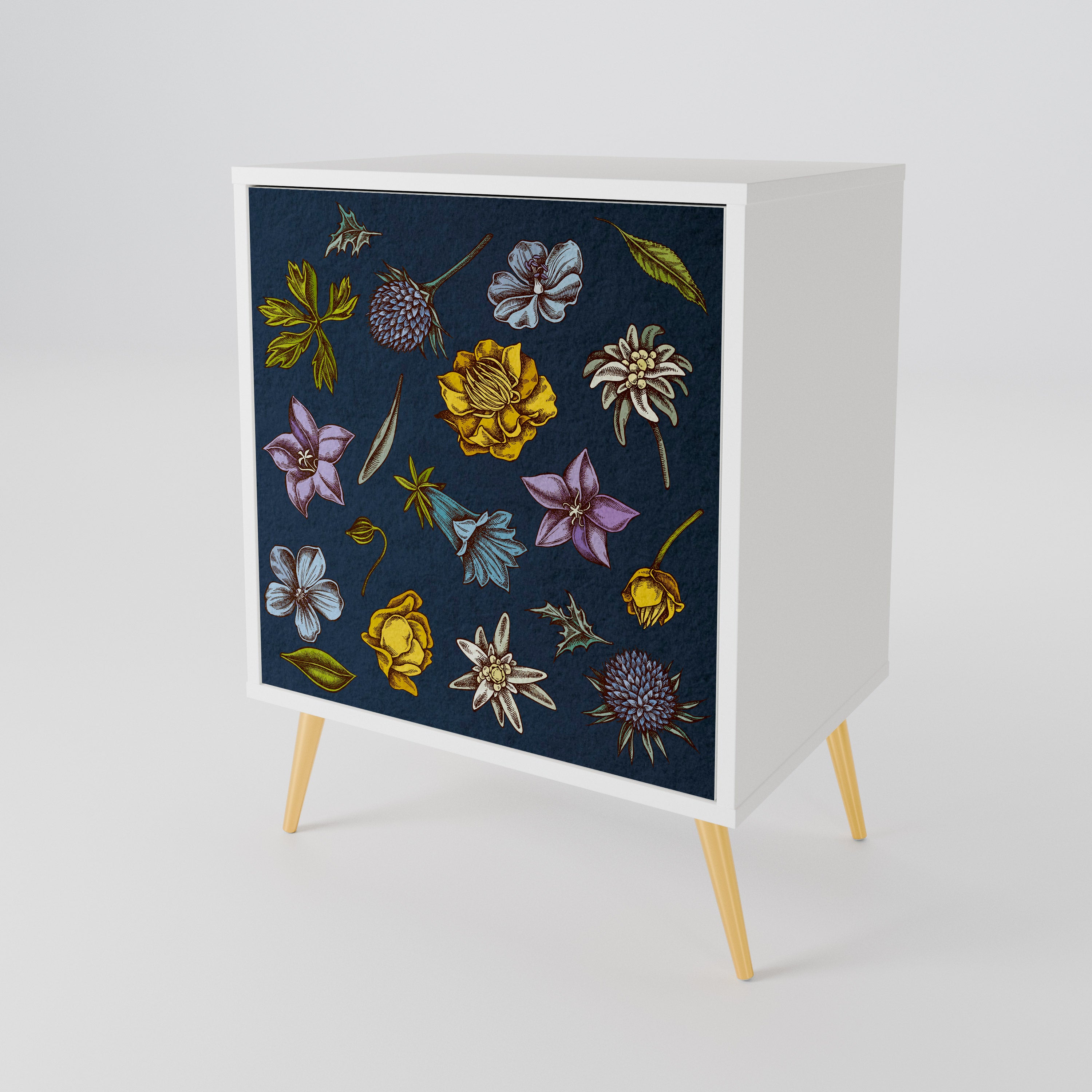 FLOWERS ON NAVY BLUE 1-Door Sideboard