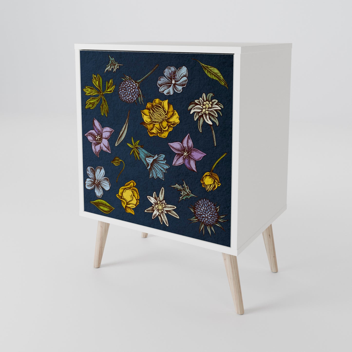 FLOWERS ON NAVY BLUE 1-Door Sideboard