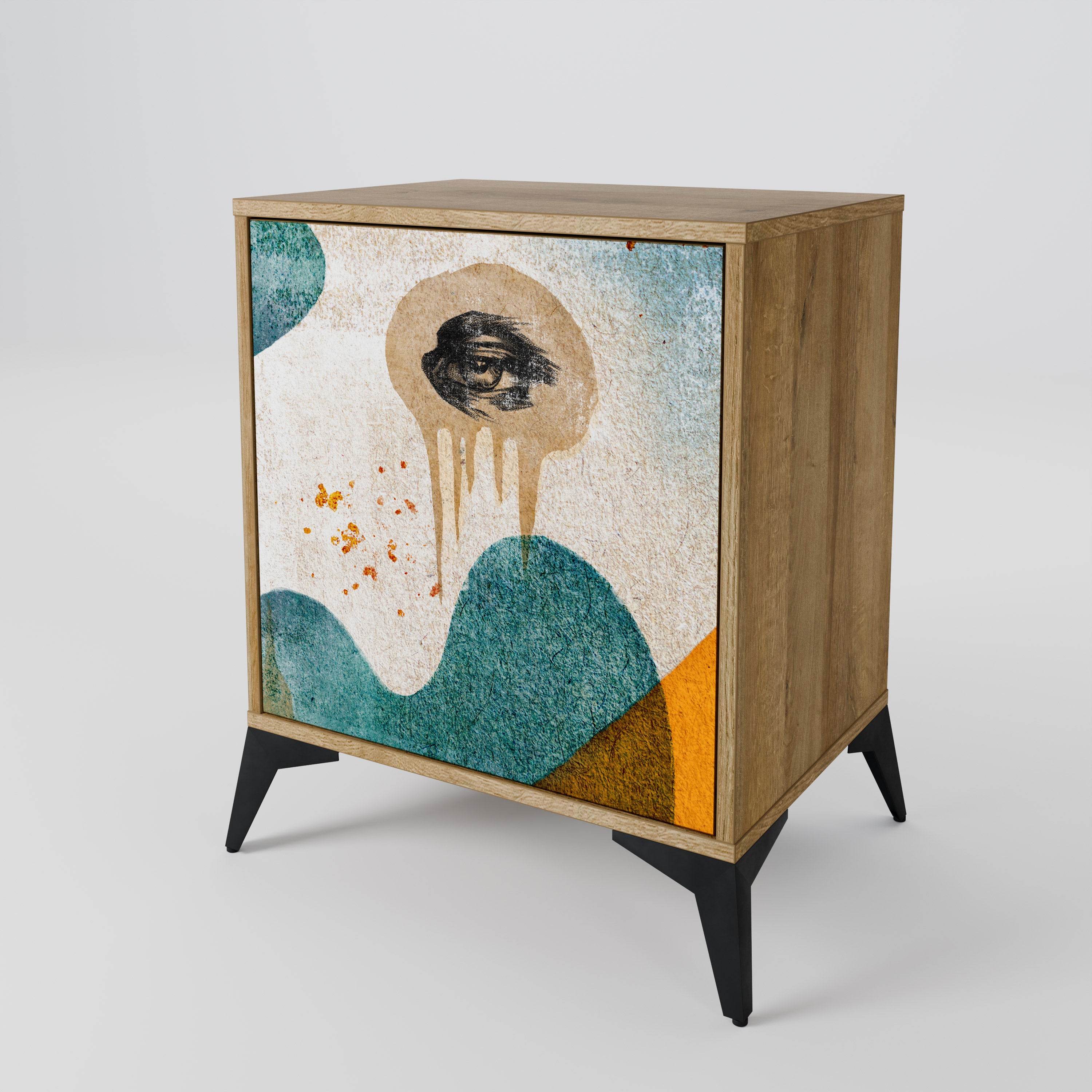 ABSTRACT FACES 1-Door Sideboard