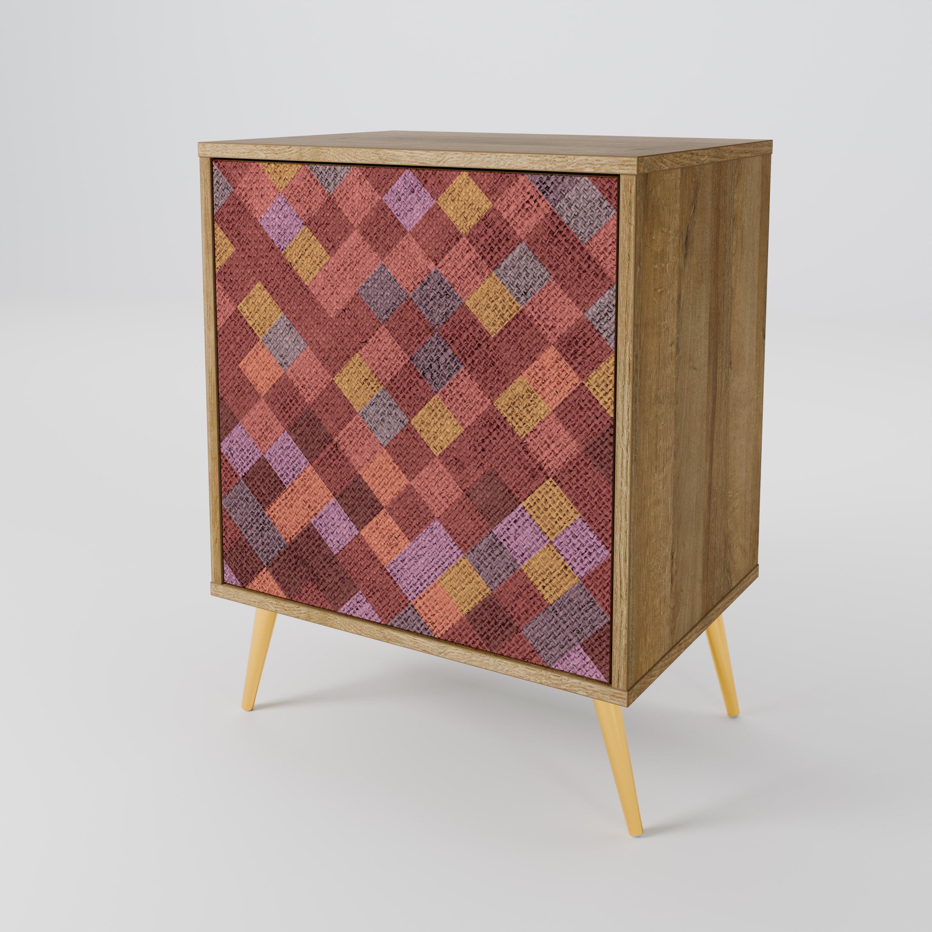 PAINTED SQUARES 1-Door Sideboard