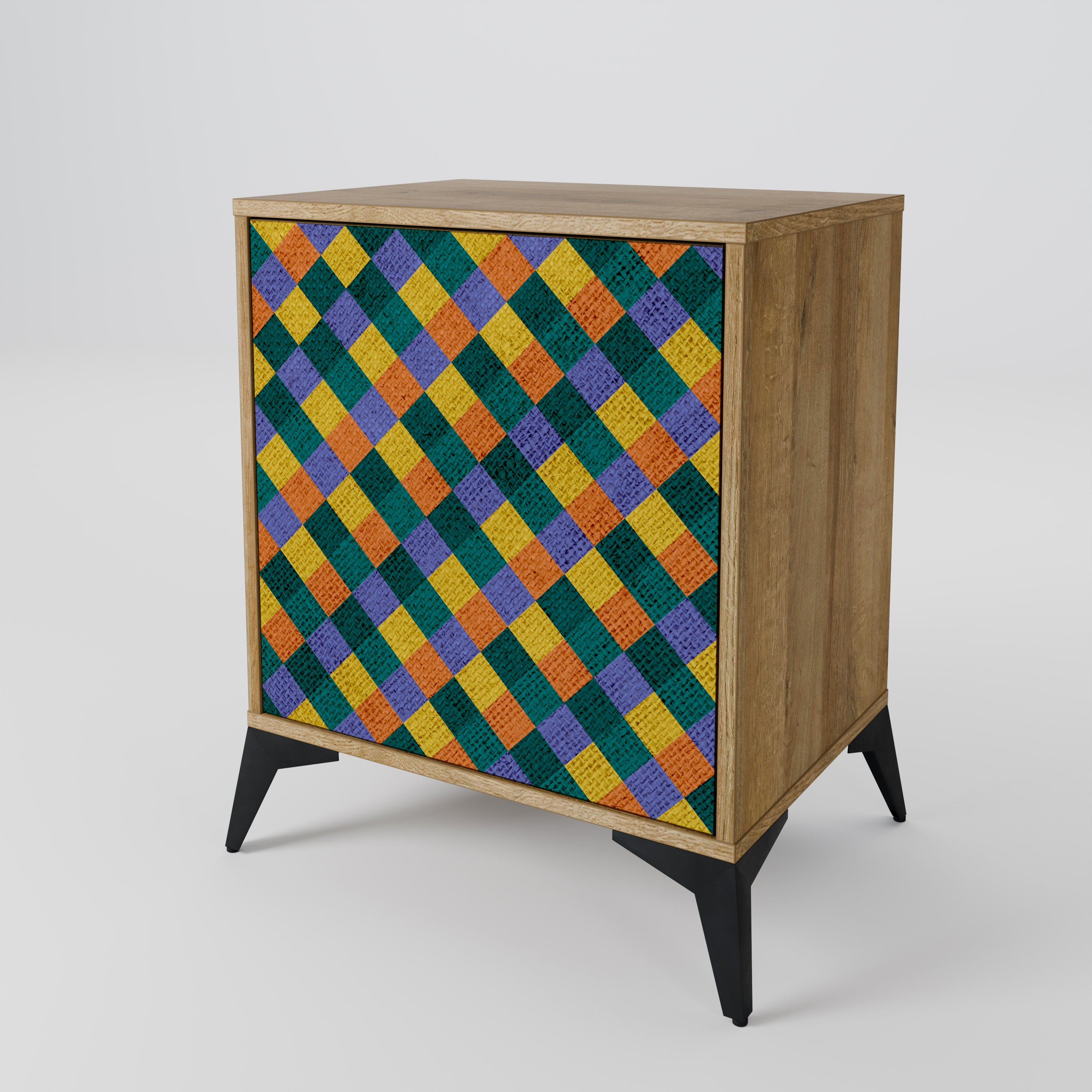 PAINTED SQUARES MIX 1-Door Sideboard