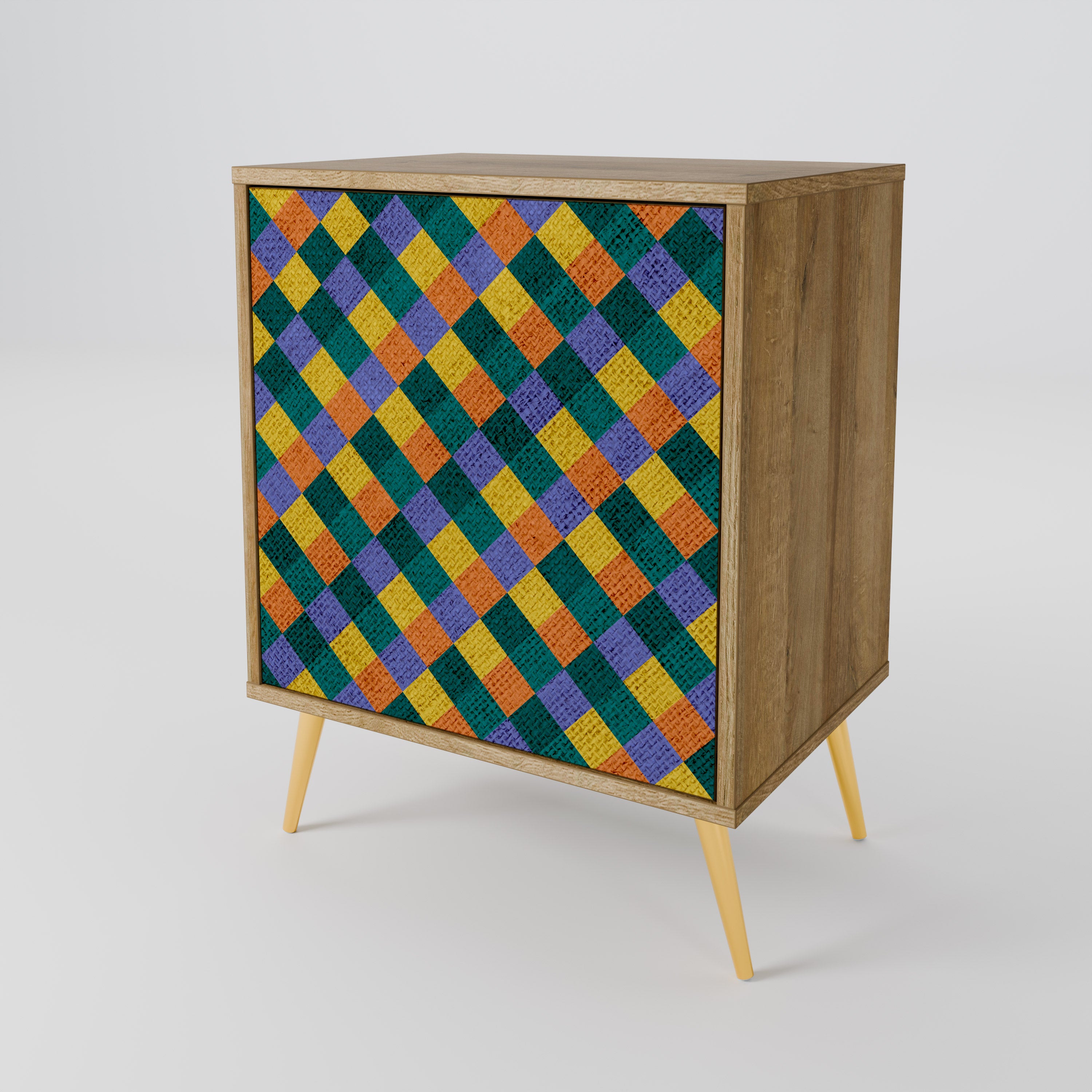 PAINTED SQUARES MIX 1-Door Sideboard