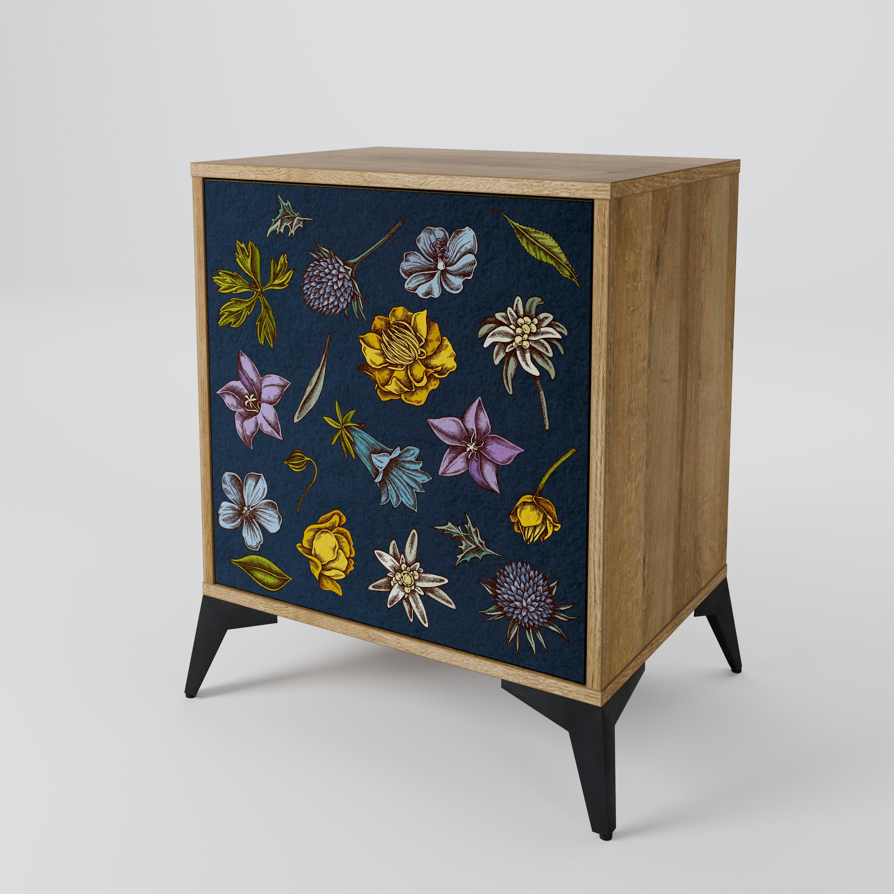 FLOWERS ON NAVY BLUE 1-Door Sideboard