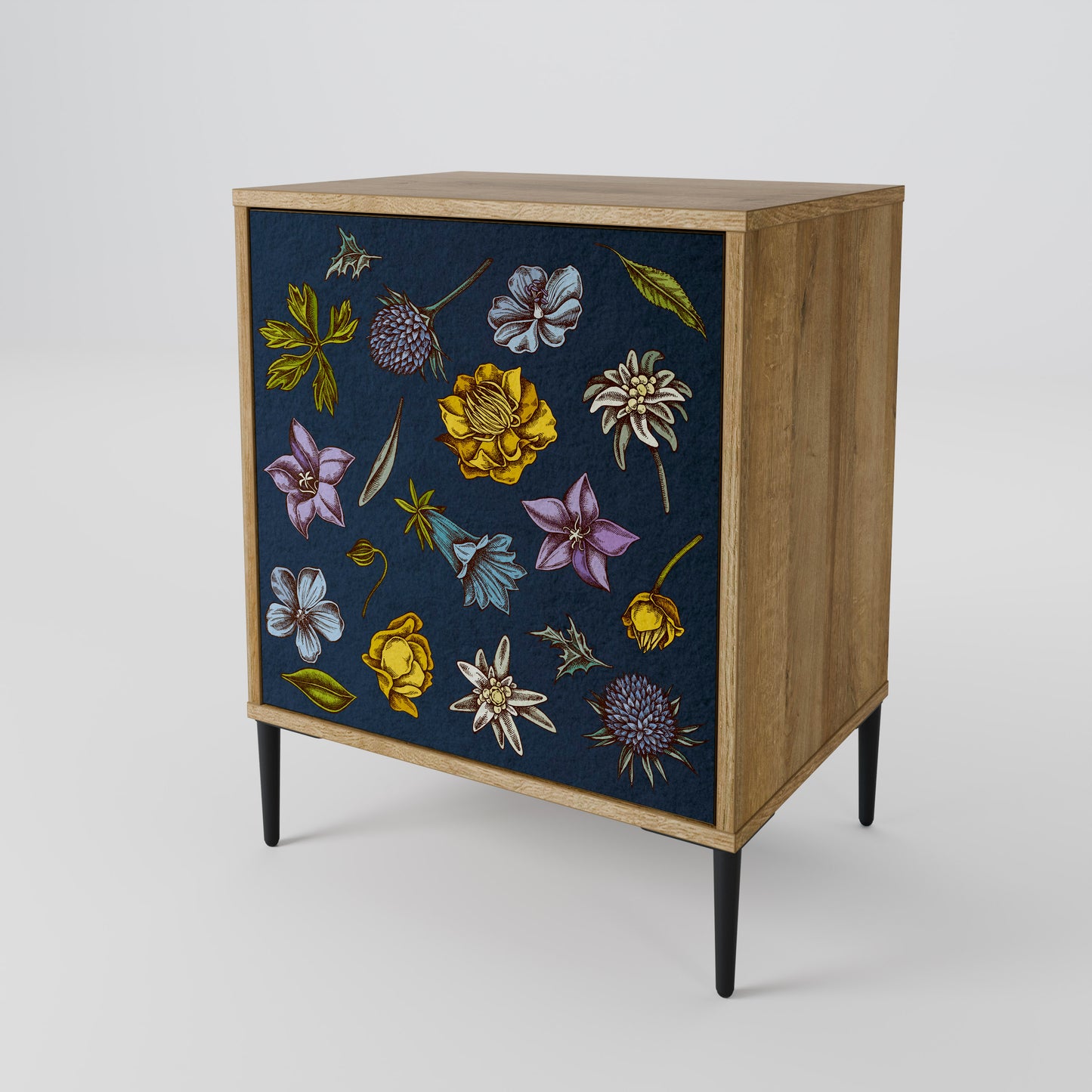 FLOWERS ON NAVY BLUE 1-Door Sideboard