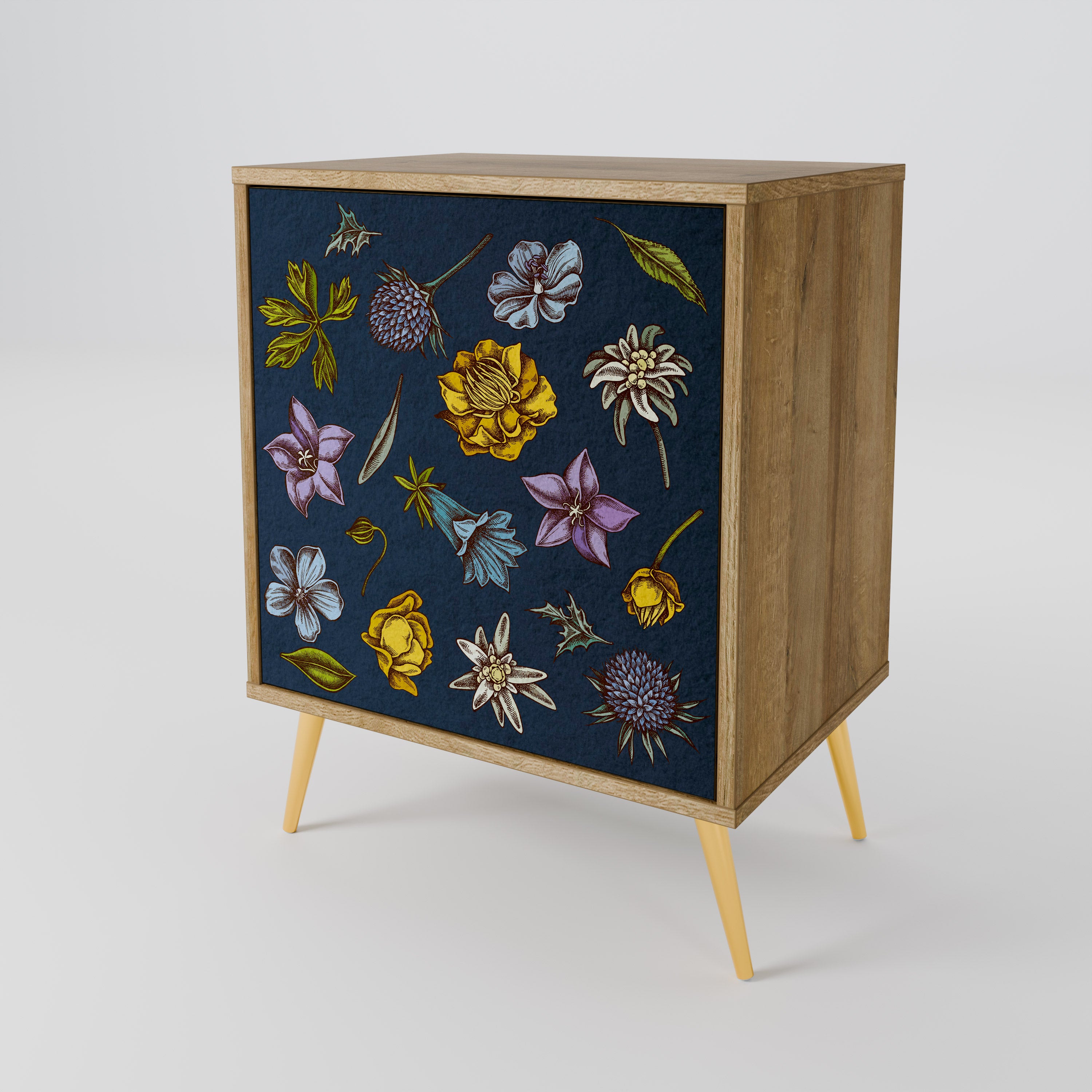FLOWERS ON NAVY BLUE 1-Door Sideboard