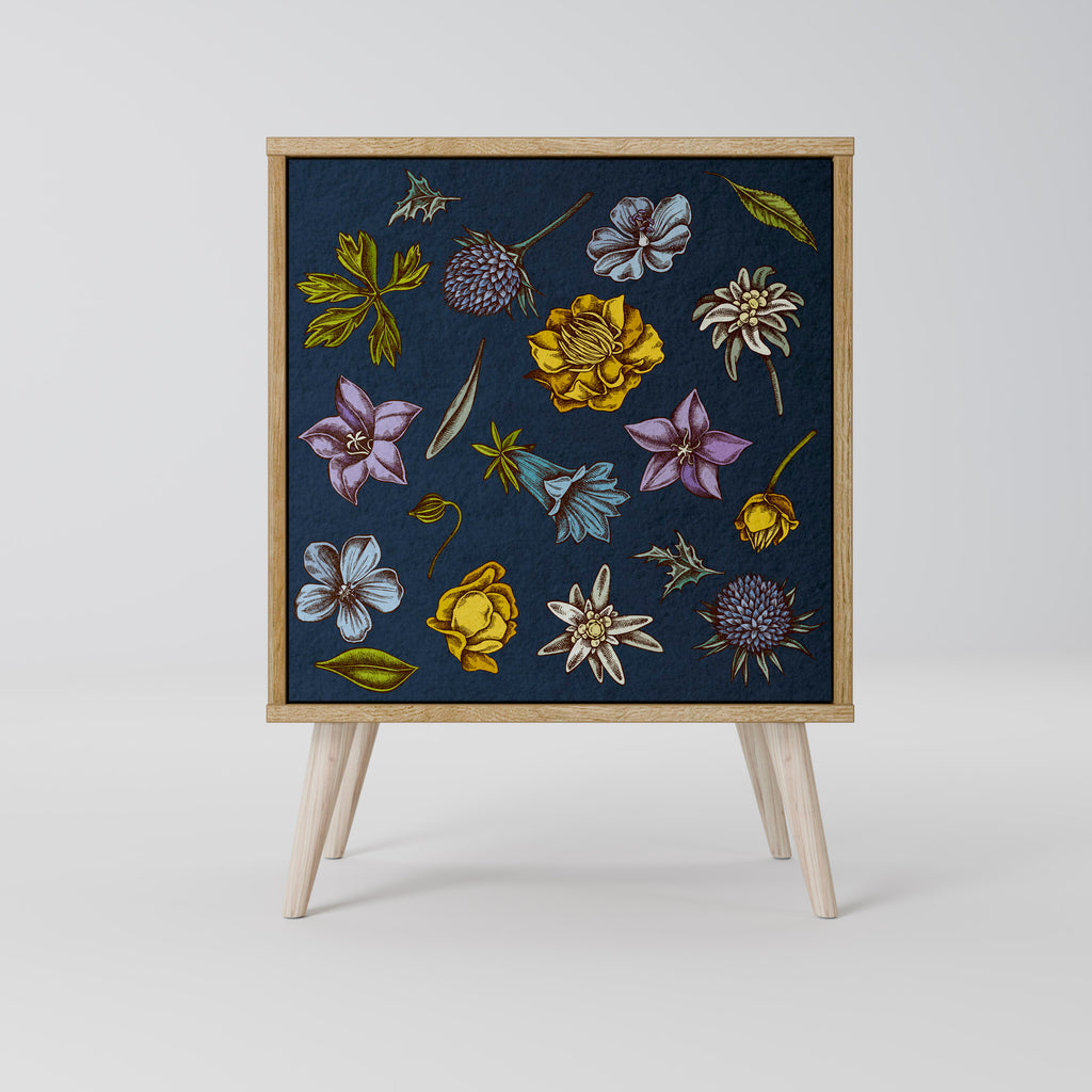 FLOWERS ON NAVY BLUE 1-Door Sideboard