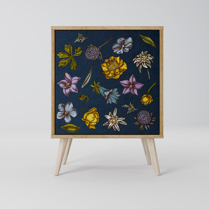 FLOWERS ON NAVY BLUE 1-Door Sideboard
