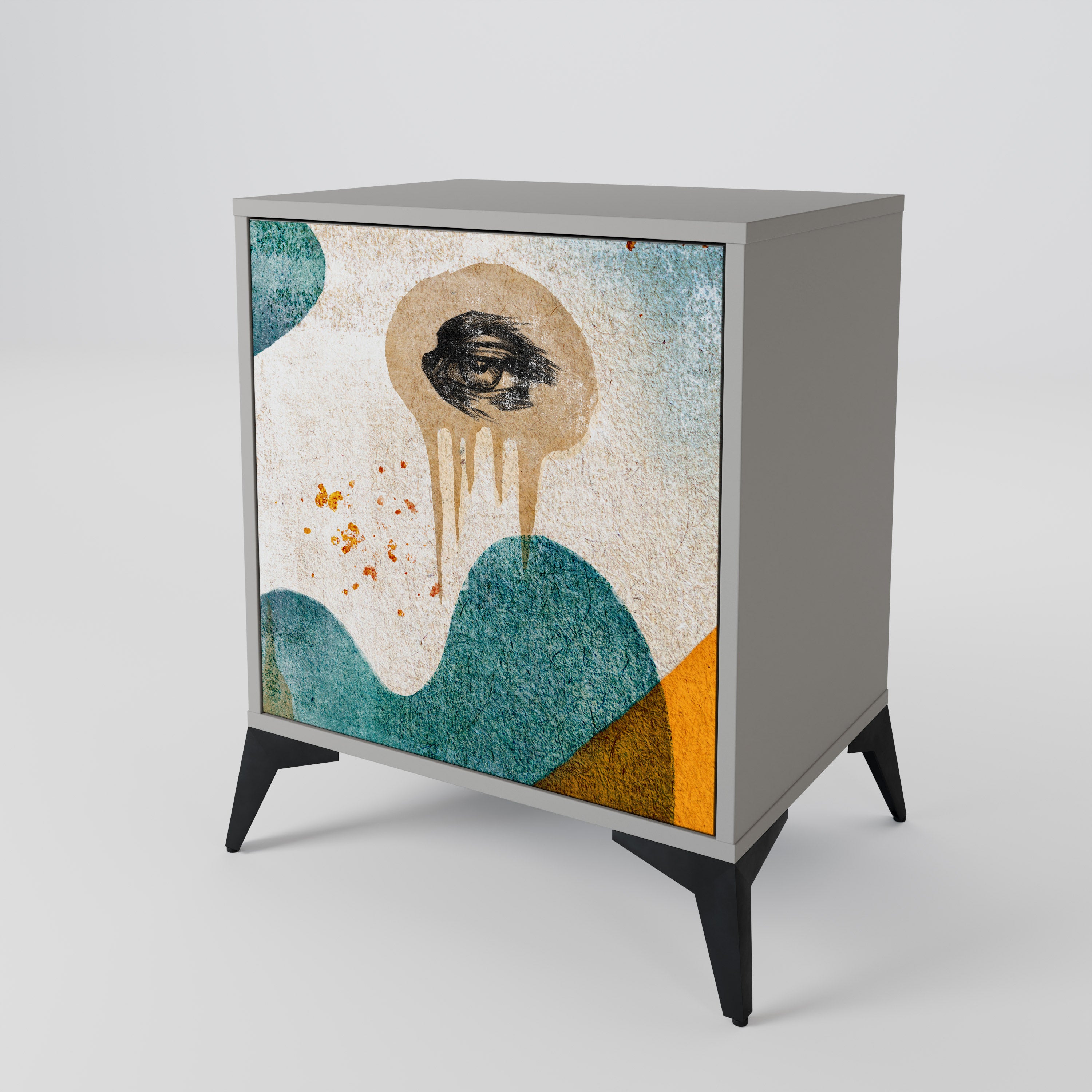 ABSTRACT FACES 1-Door Sideboard