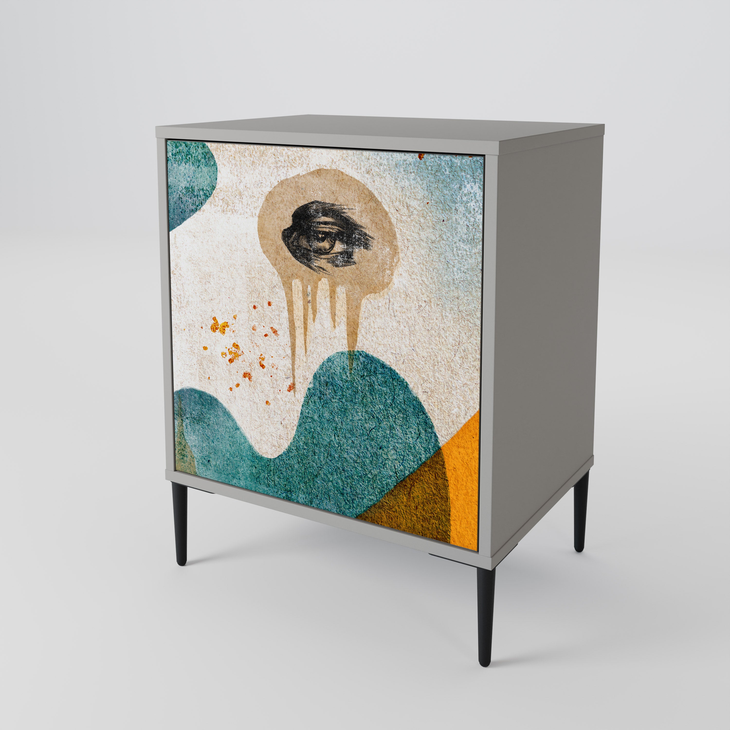 ABSTRACT FACES 1-Door Sideboard