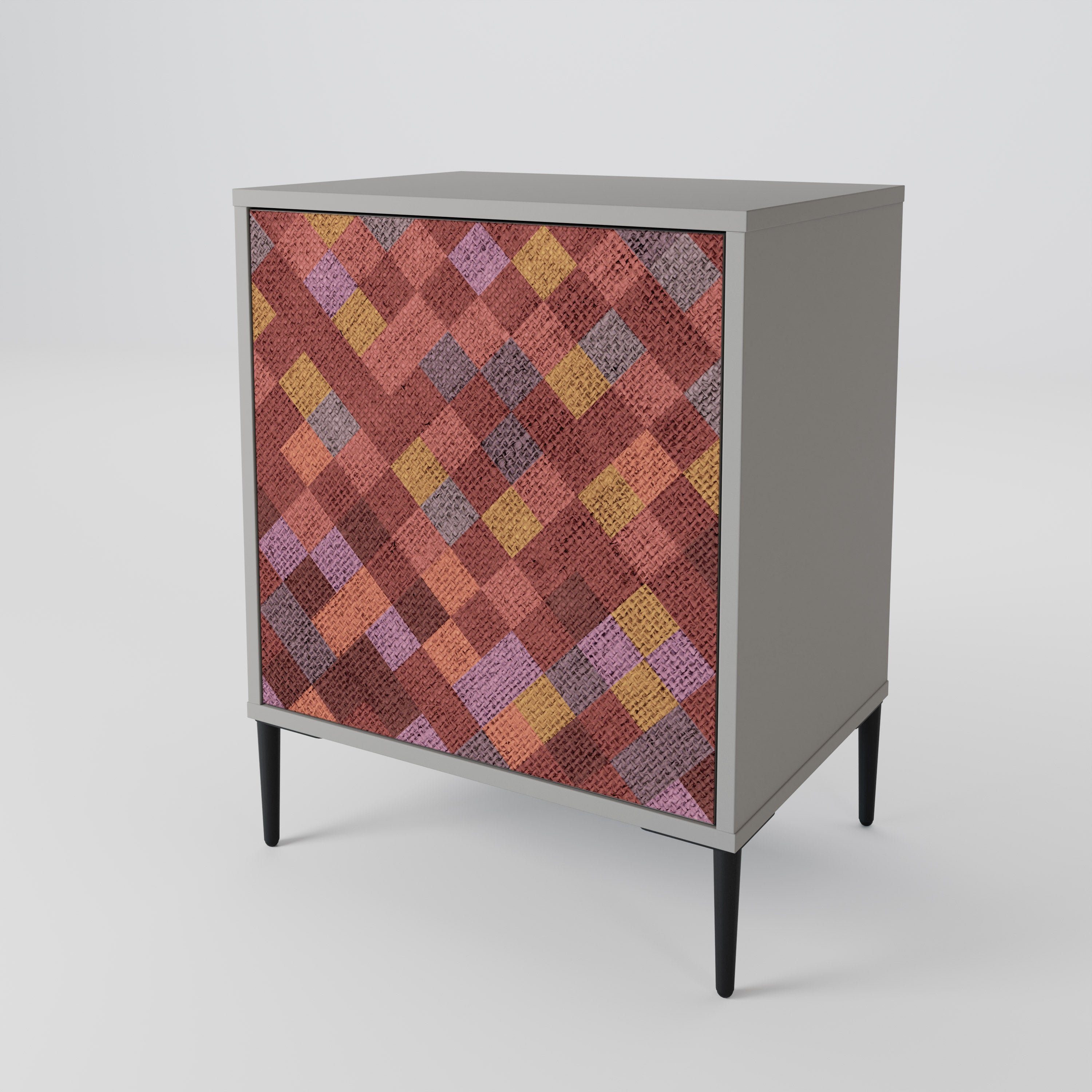 PAINTED SQUARES 1-Door Sideboard