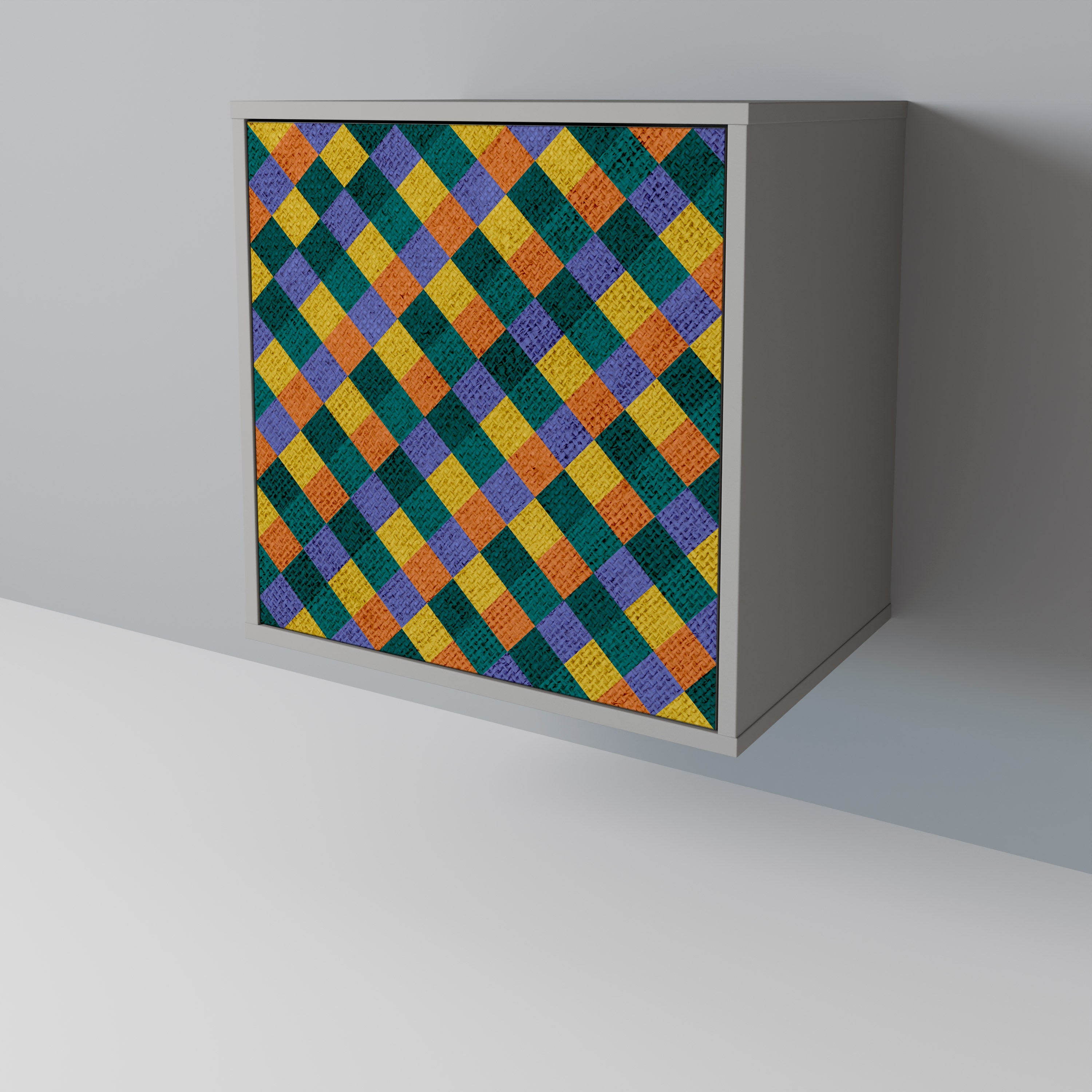 PAINTED SQUARES MIX 1-Door Sideboard