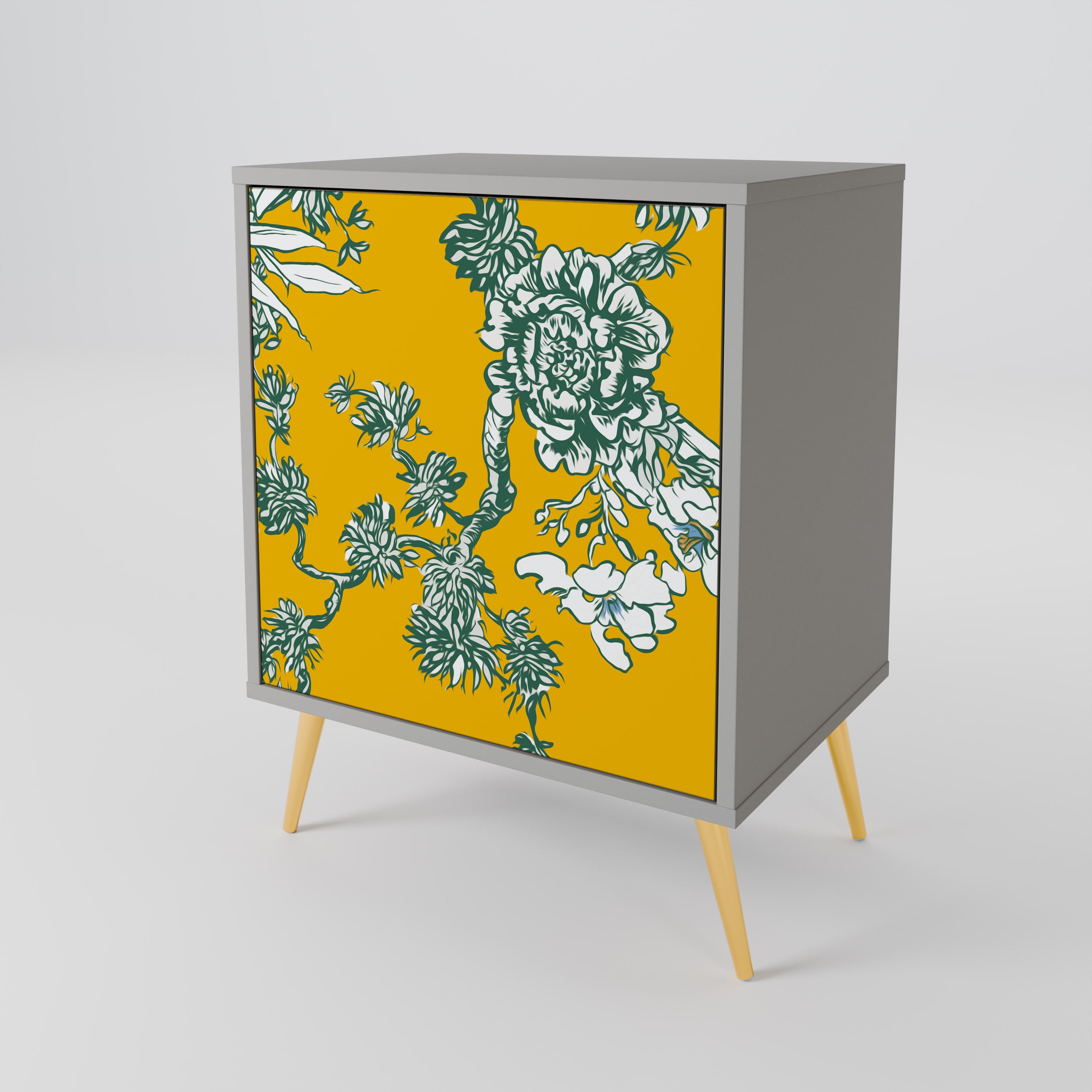 YELLOW CHINOISERIE 1-Door Sideboard