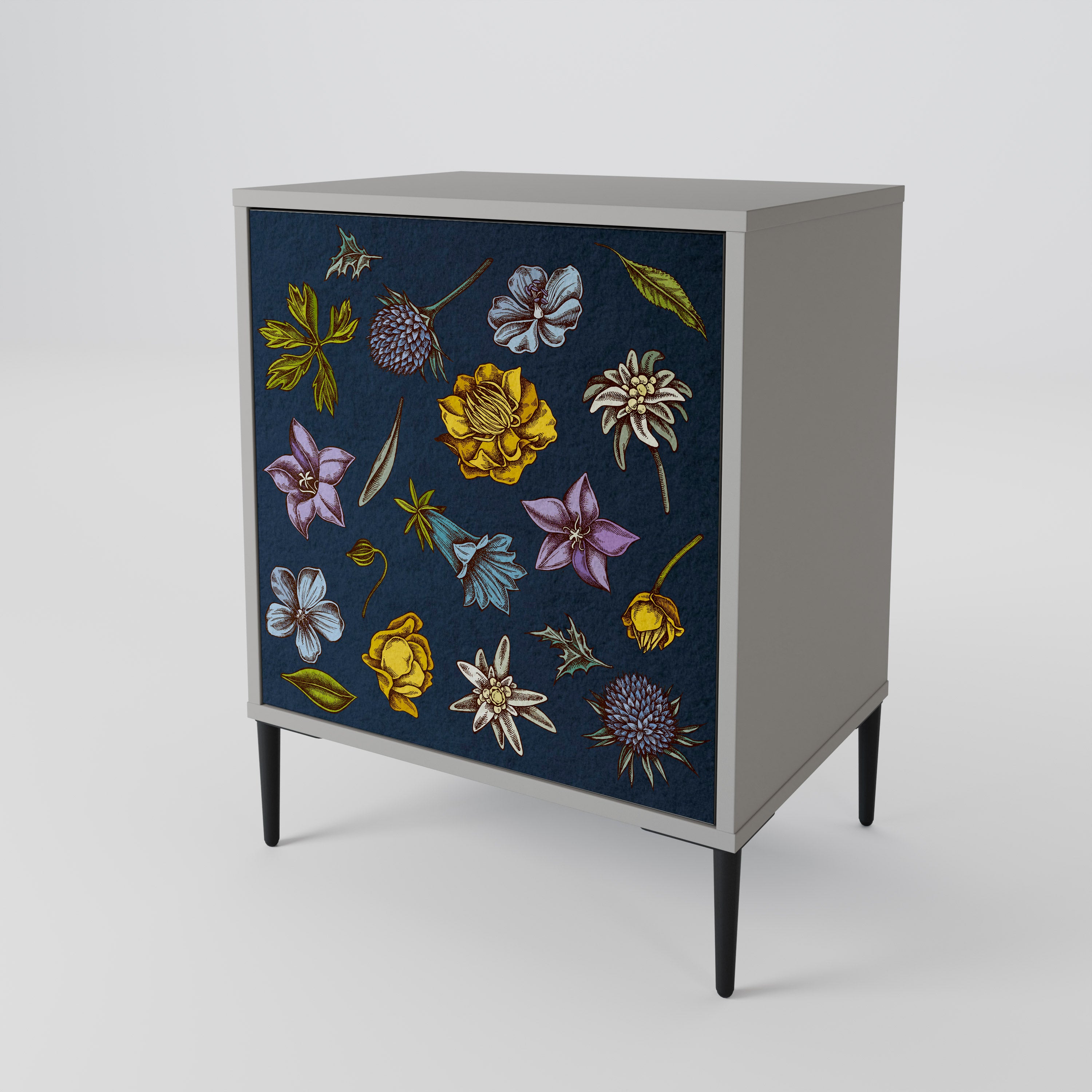 FLOWERS ON NAVY BLUE 1-Door Sideboard