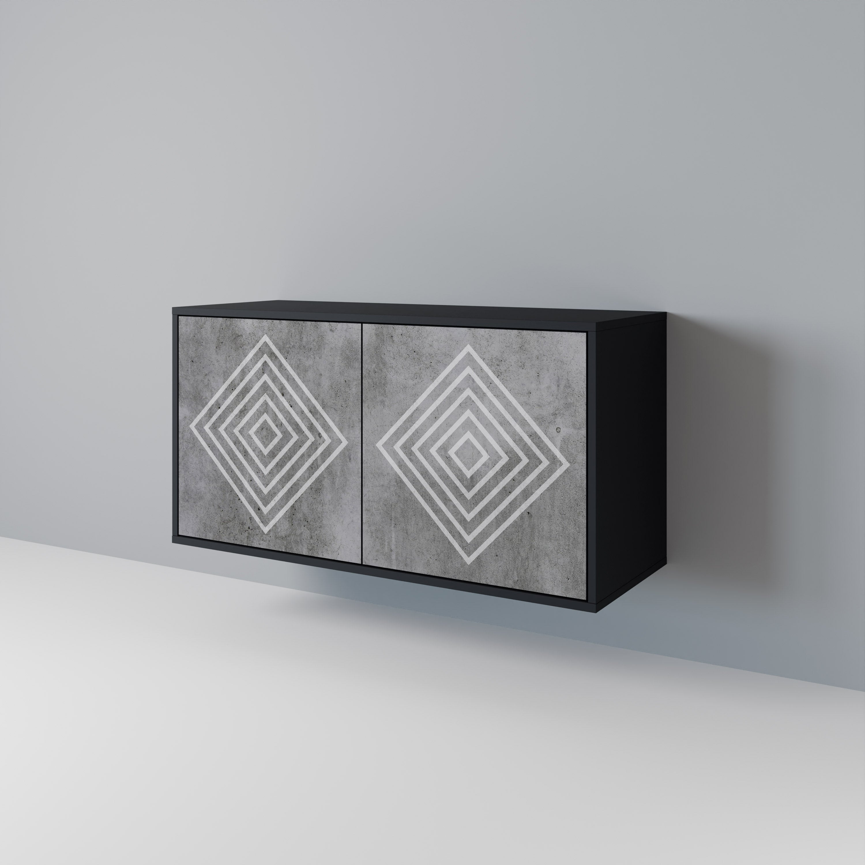 POLYGONAL ARTISTRY 2-Door Sideboard in Black Finish