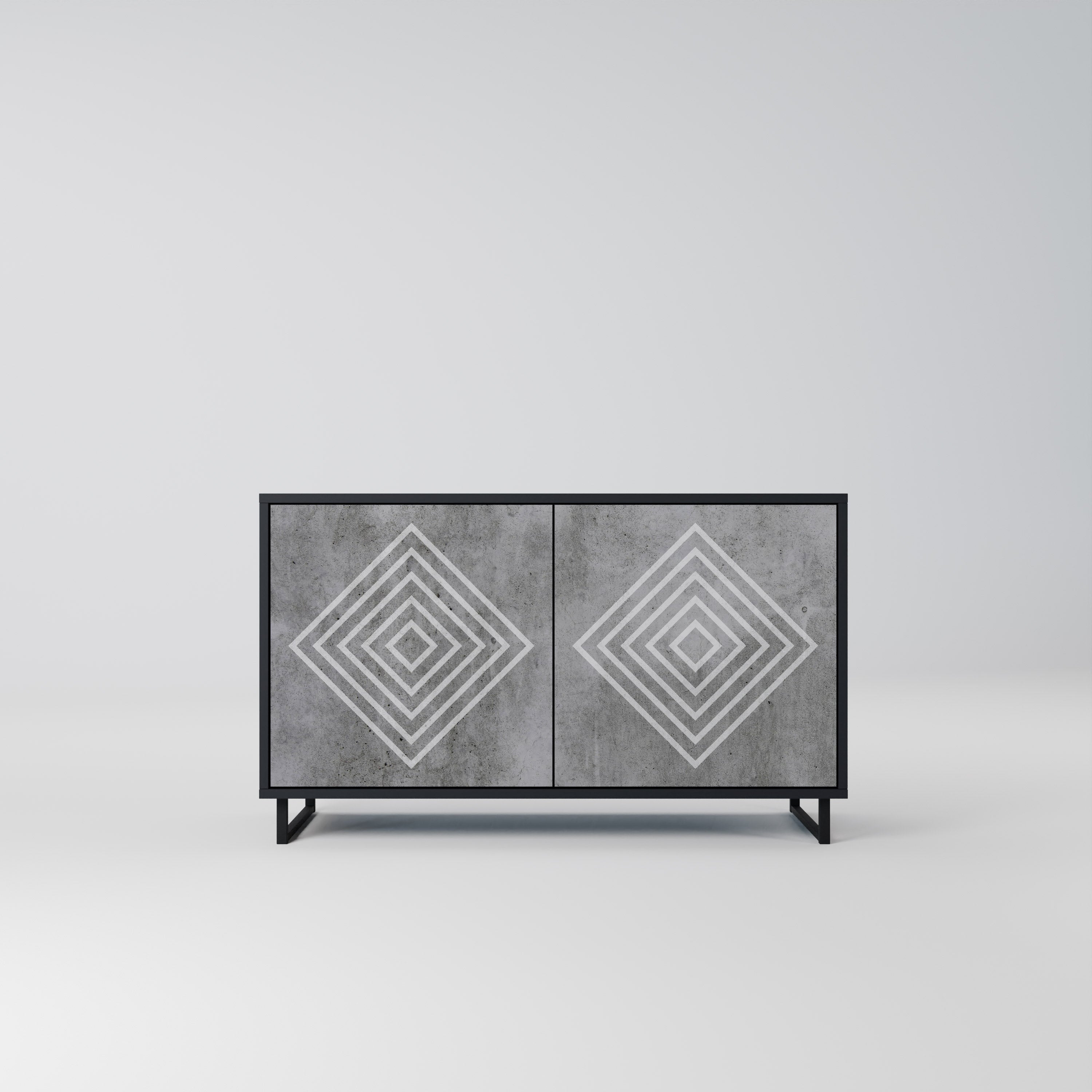 POLYGONAL ARTISTRY 2-Door Sideboard in Black Finish