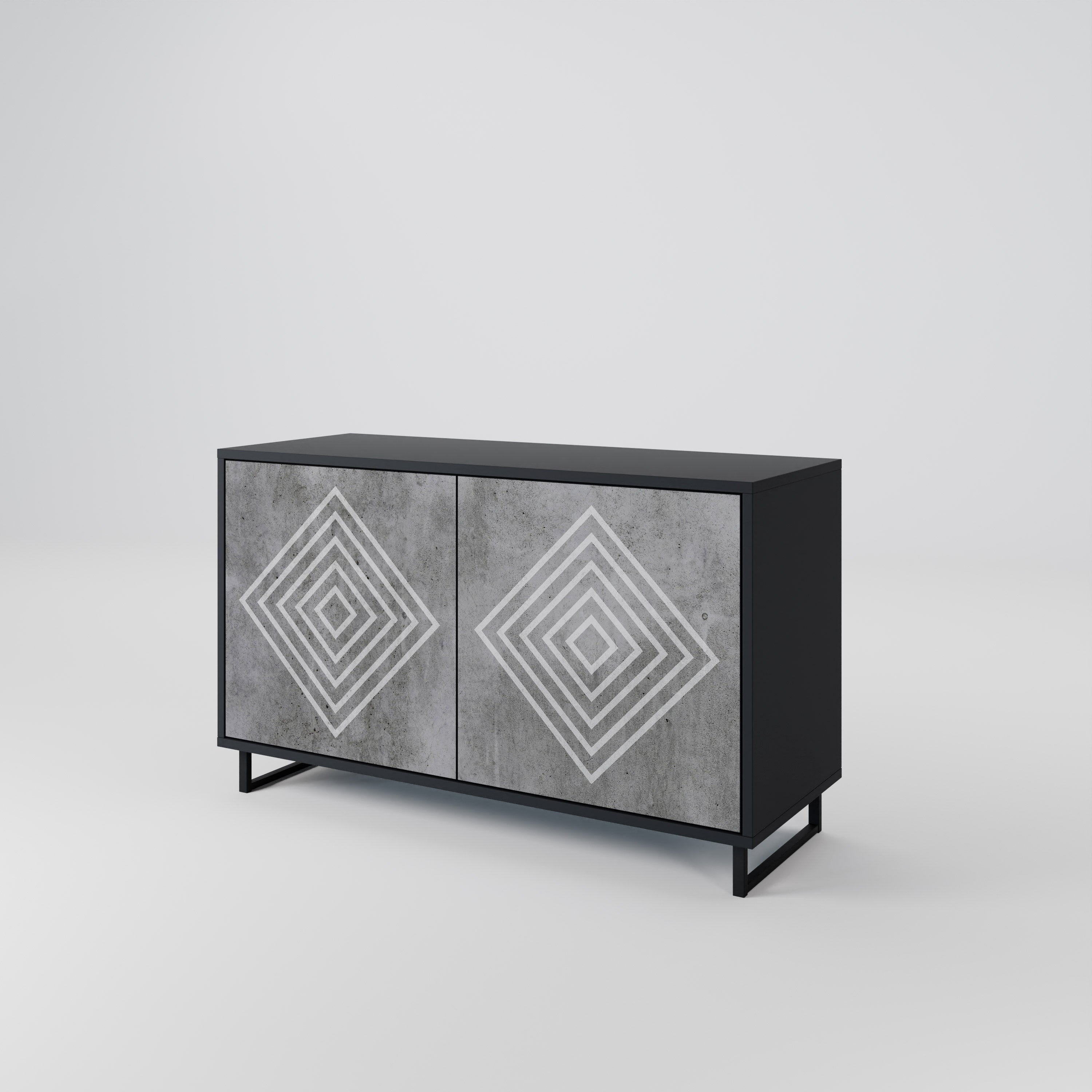 POLYGONAL ARTISTRY 2-Door Sideboard in Black Finish