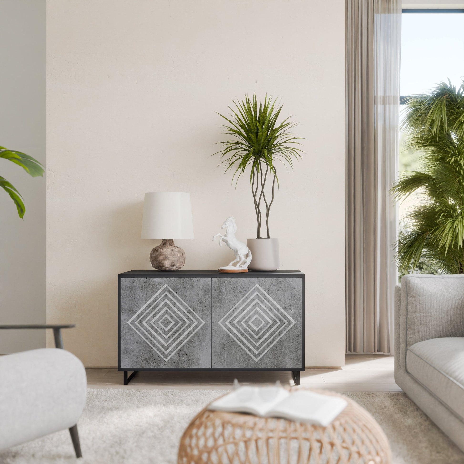 Buffet 2 portes POLYGONAL ARTISTRY en finition noire