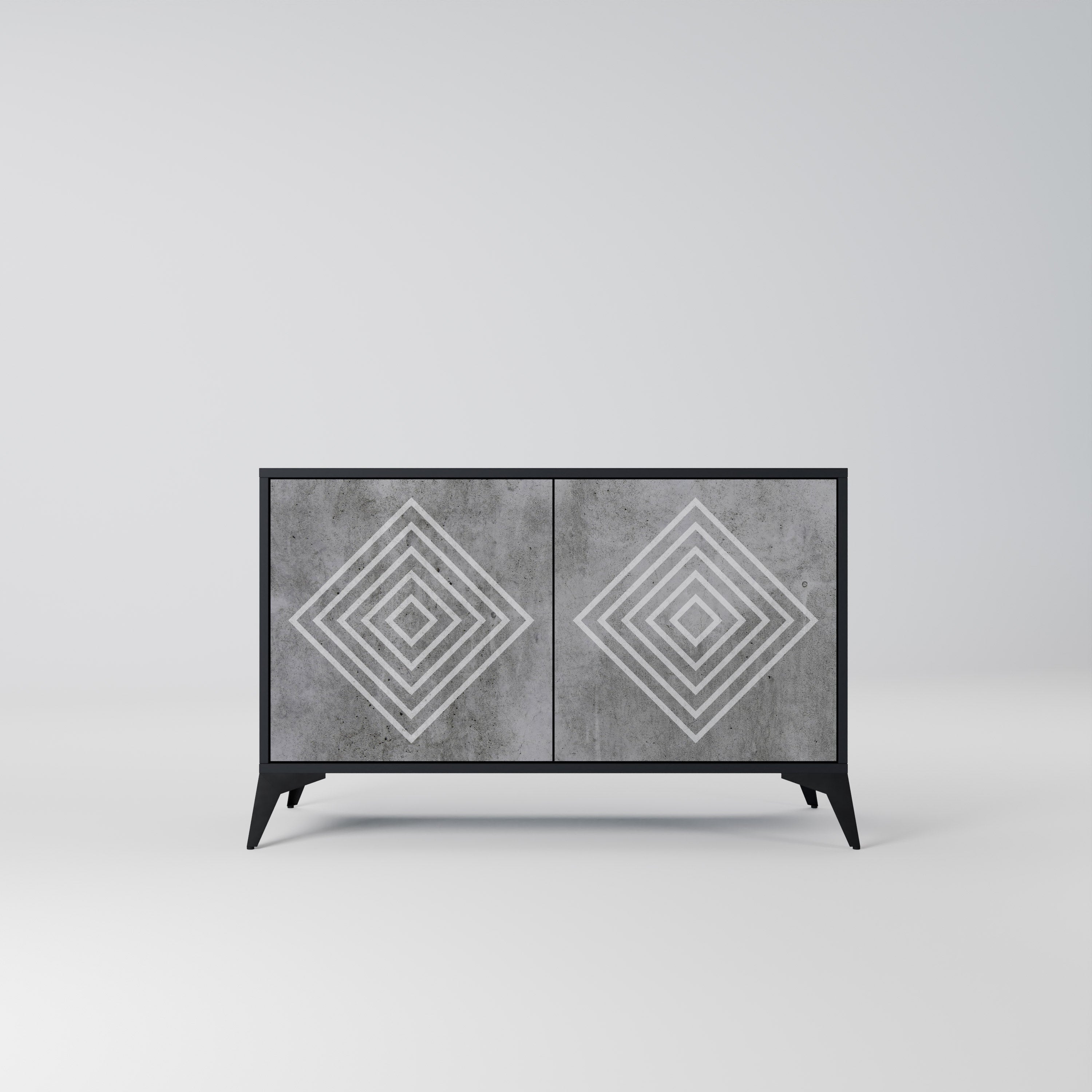 POLYGONAL ARTISTRY 2-Door Sideboard in Black Finish