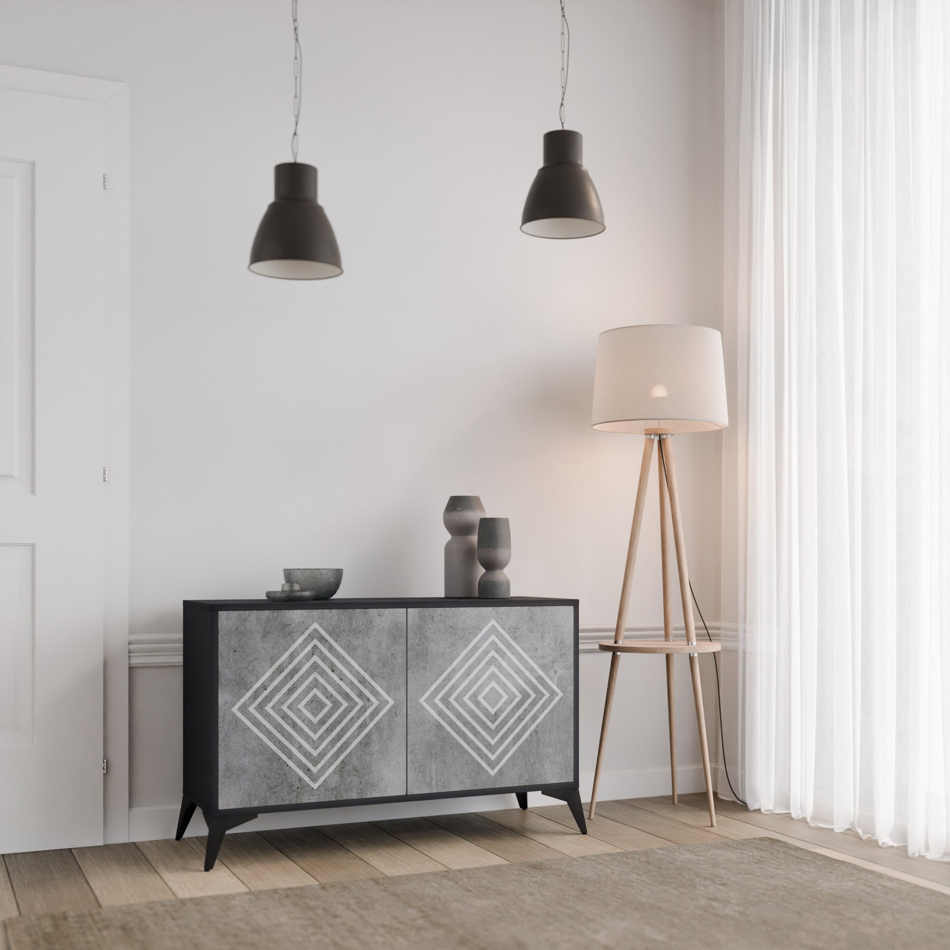 Buffet 2 portes POLYGONAL ARTISTRY en finition noire